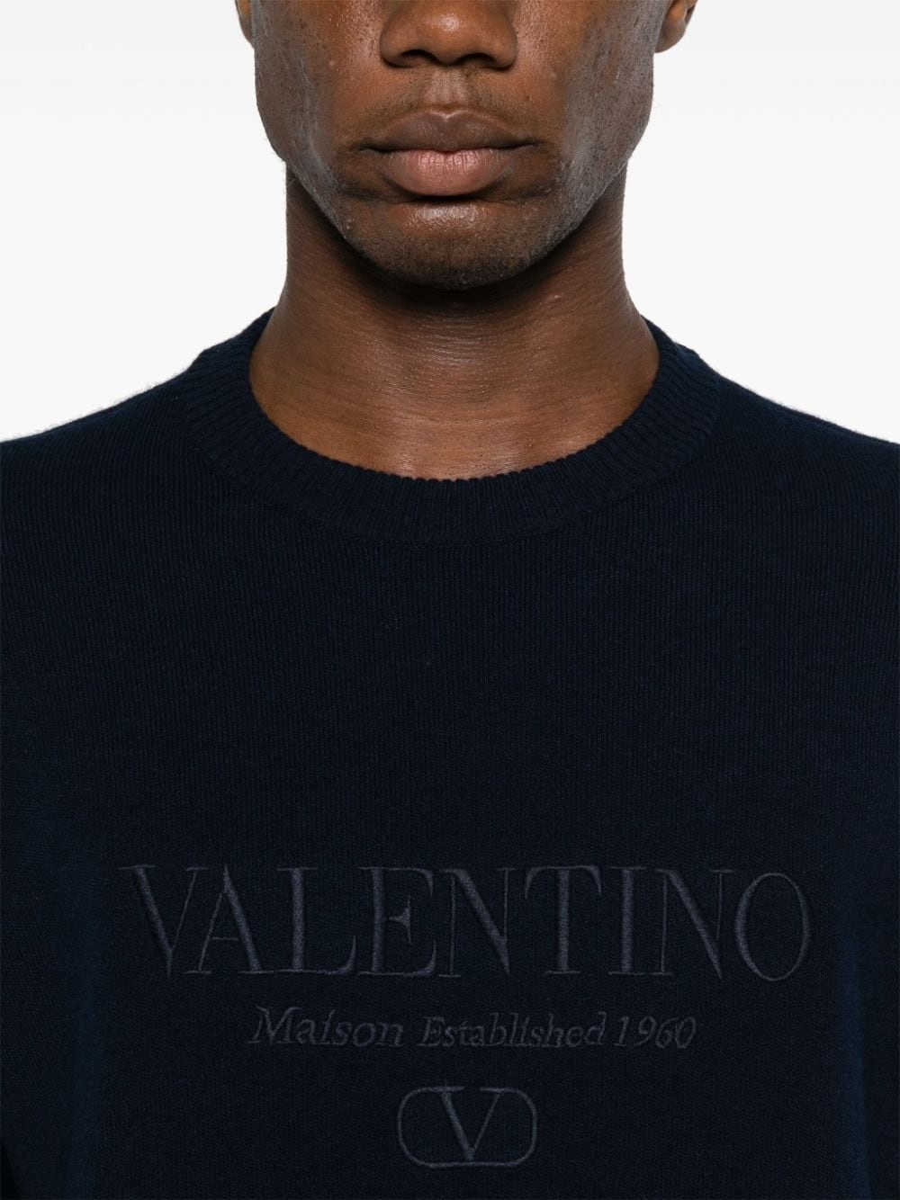 embroidered-logo knitted jumper - 5