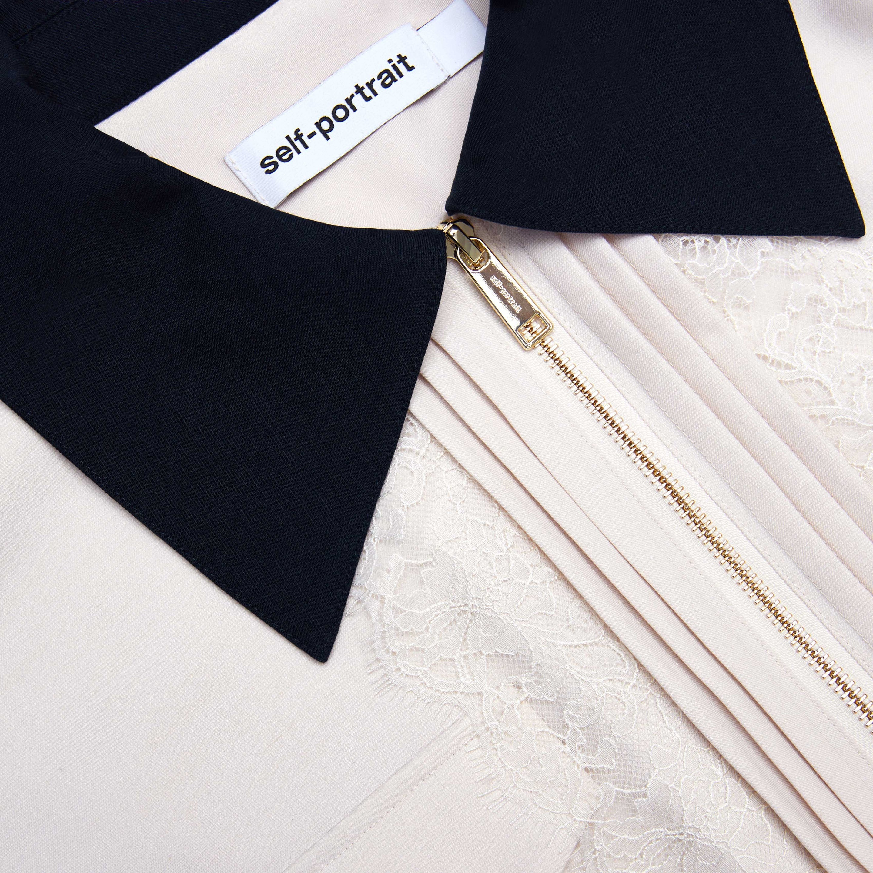 Cream Twill Contrast Collar Jacket - 5
