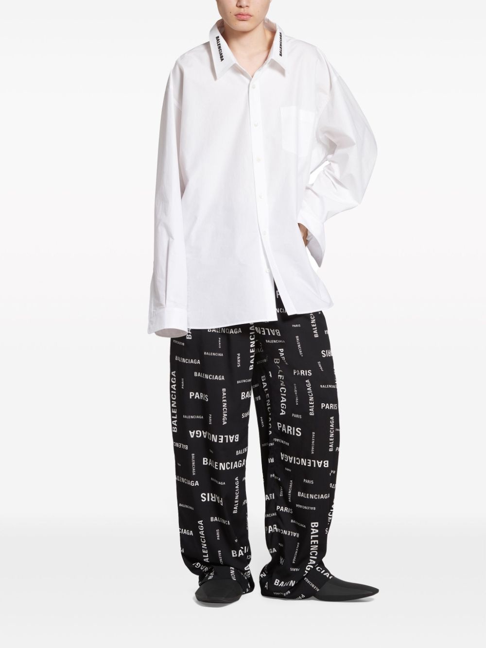 logo-print wide-leg cotton trousers - 2