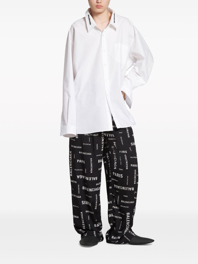BALENCIAGA logo-print wide-leg cotton trousers outlook
