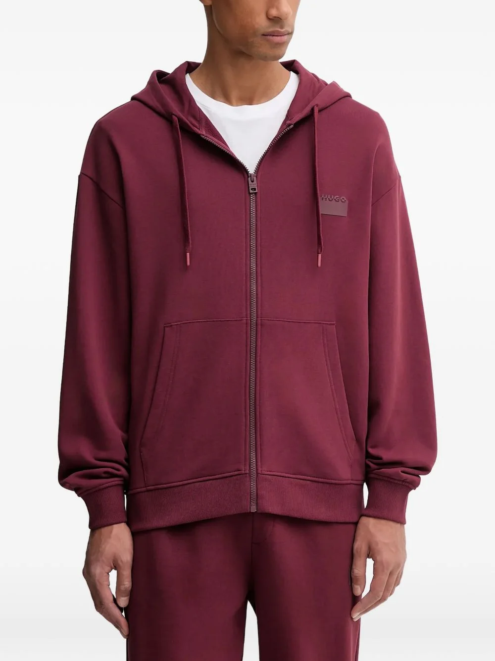 zip-up hooded hoodie - 1