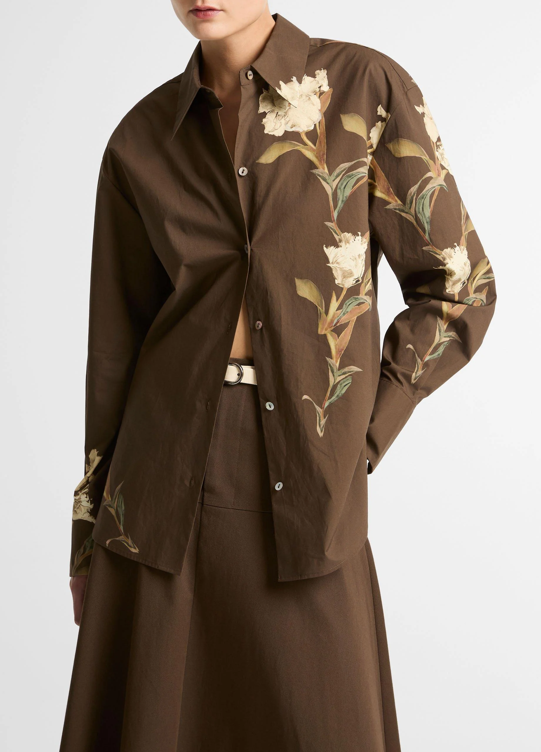 Placed Iris Cotton Button-Front Shirt - 1