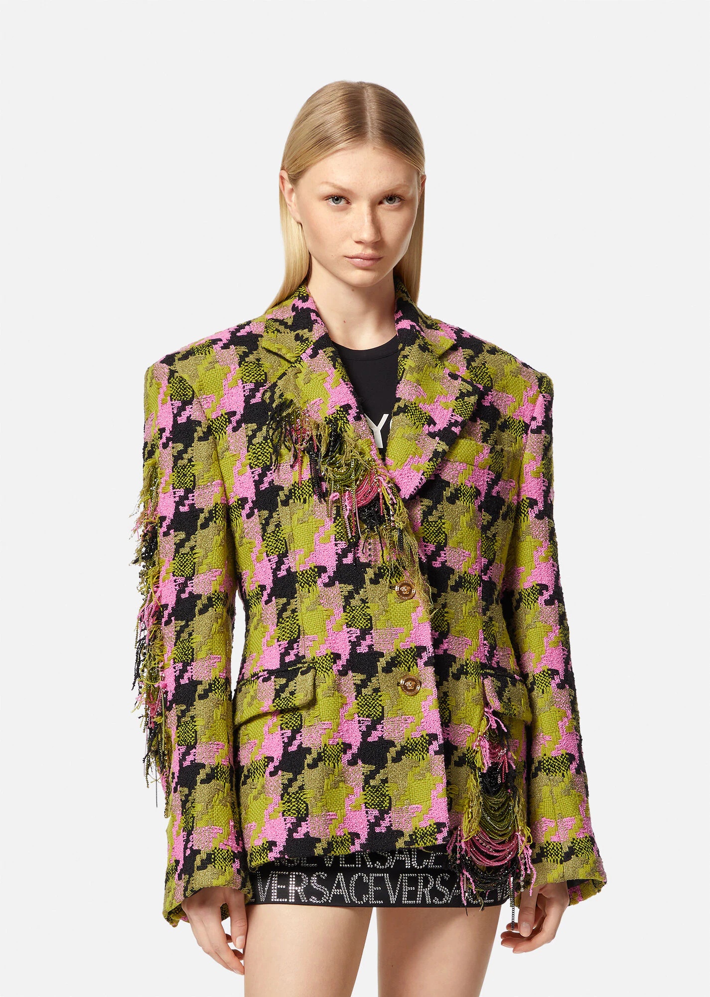 Medusa Frayed Tweed Blazer - 3