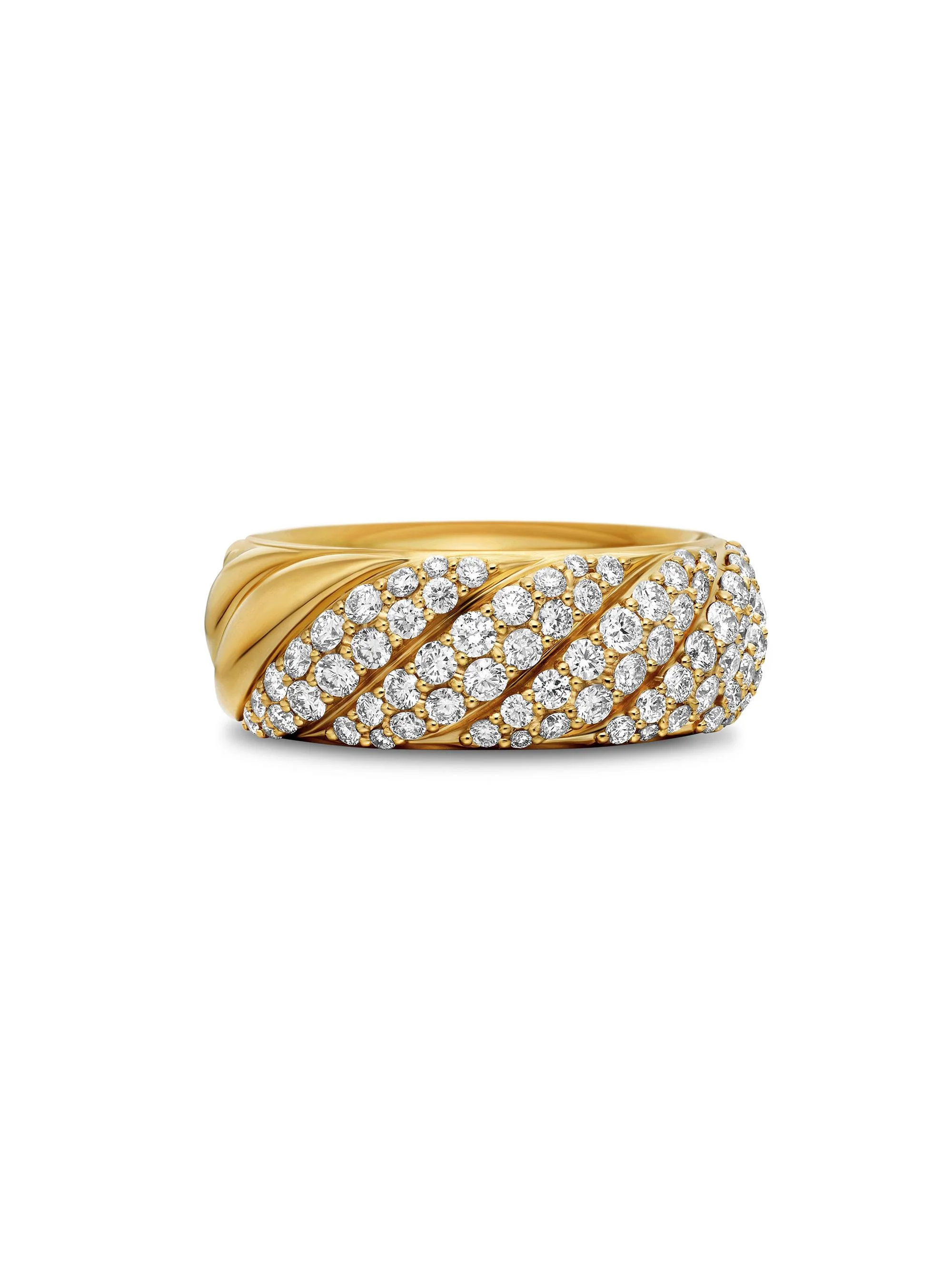 Women's Sculpted Cable Band Ring in 18K Yellow Gold - Diamond - 1