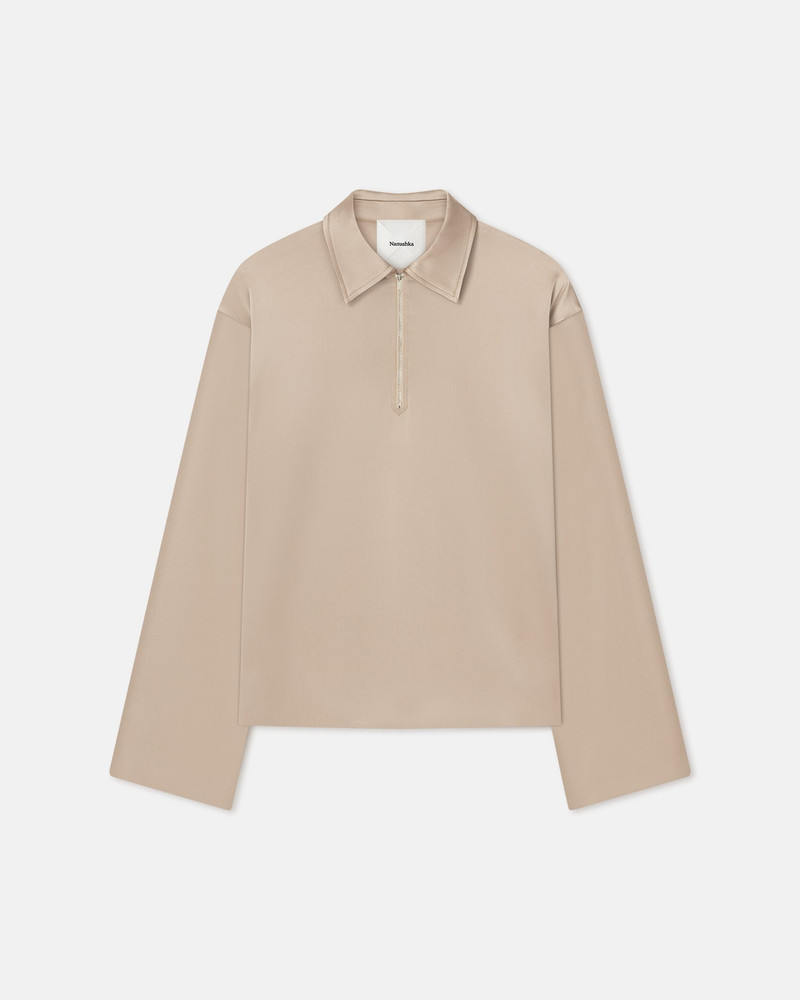 Slip Satin Polo-Neck Top 1