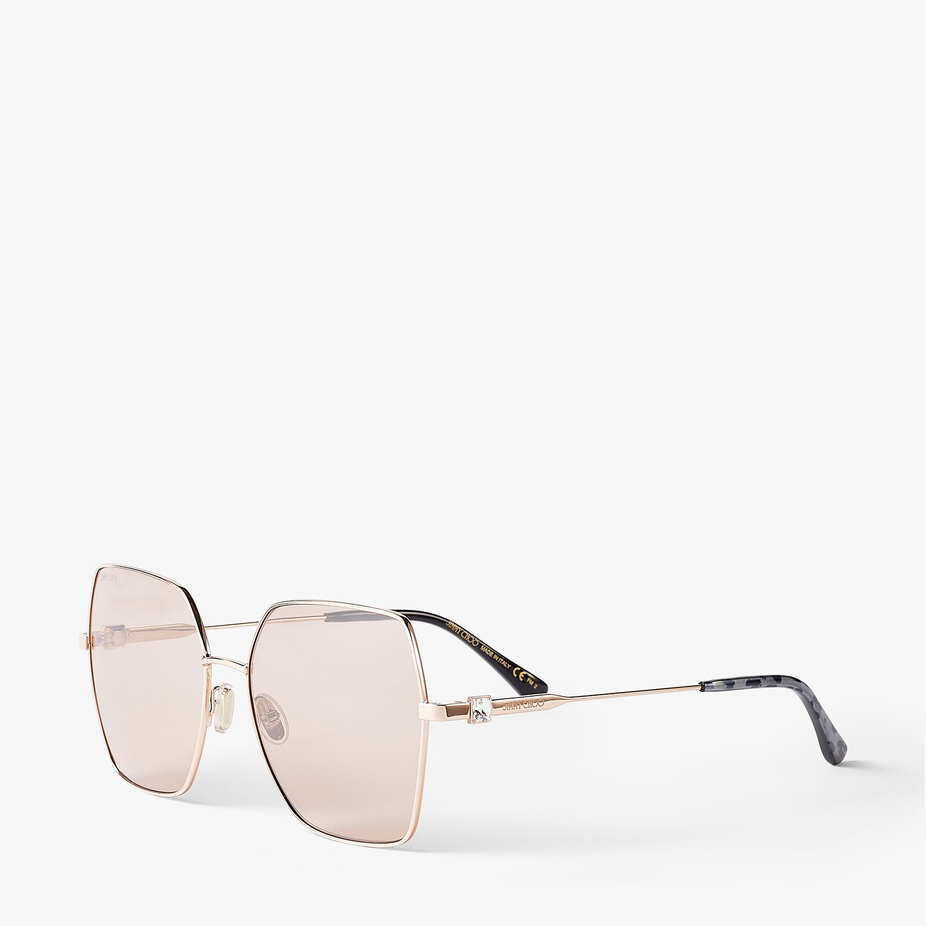 Reyes
Nude and Copper Gold Square-Frame Sunglasses with Swarovski Crystal - 3