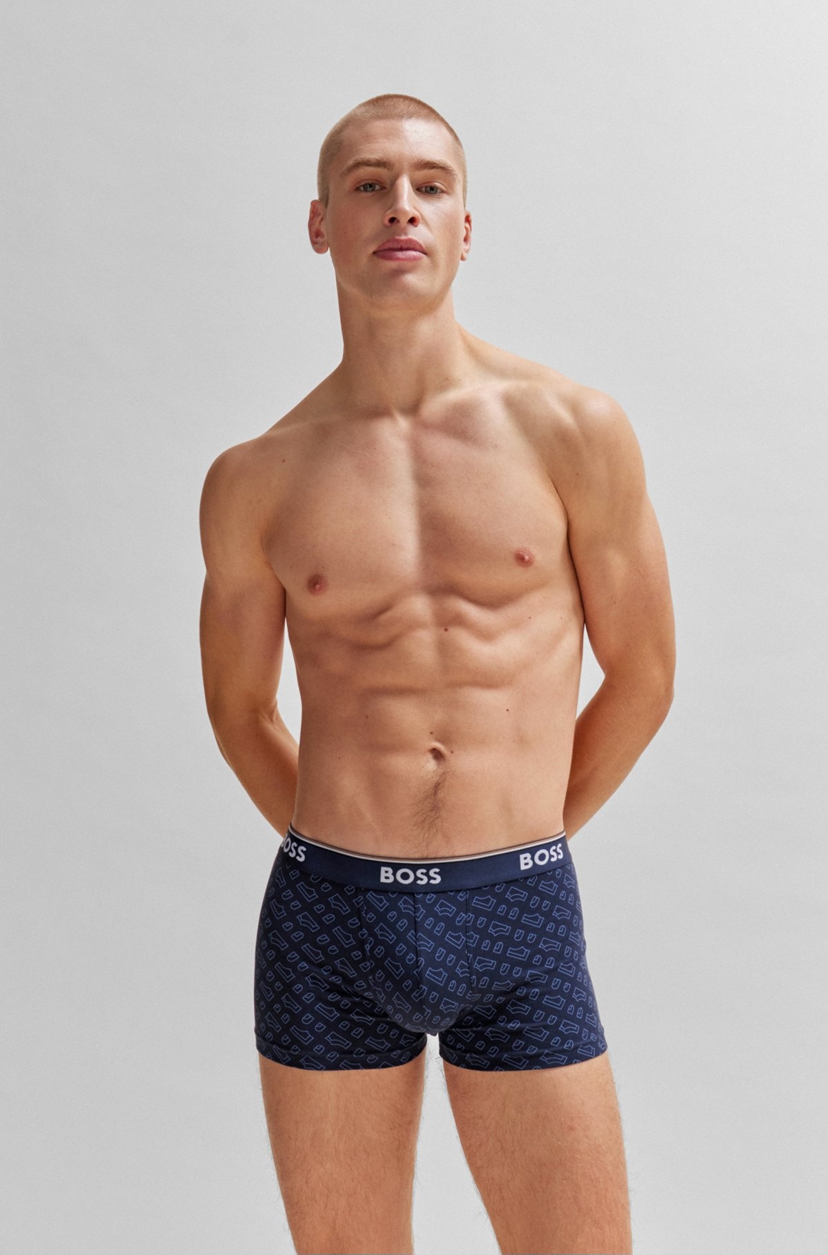 THREE-PACK OF STRETCH-COTTON TRUNKS WITH LOGO WAISTBANDS - 7