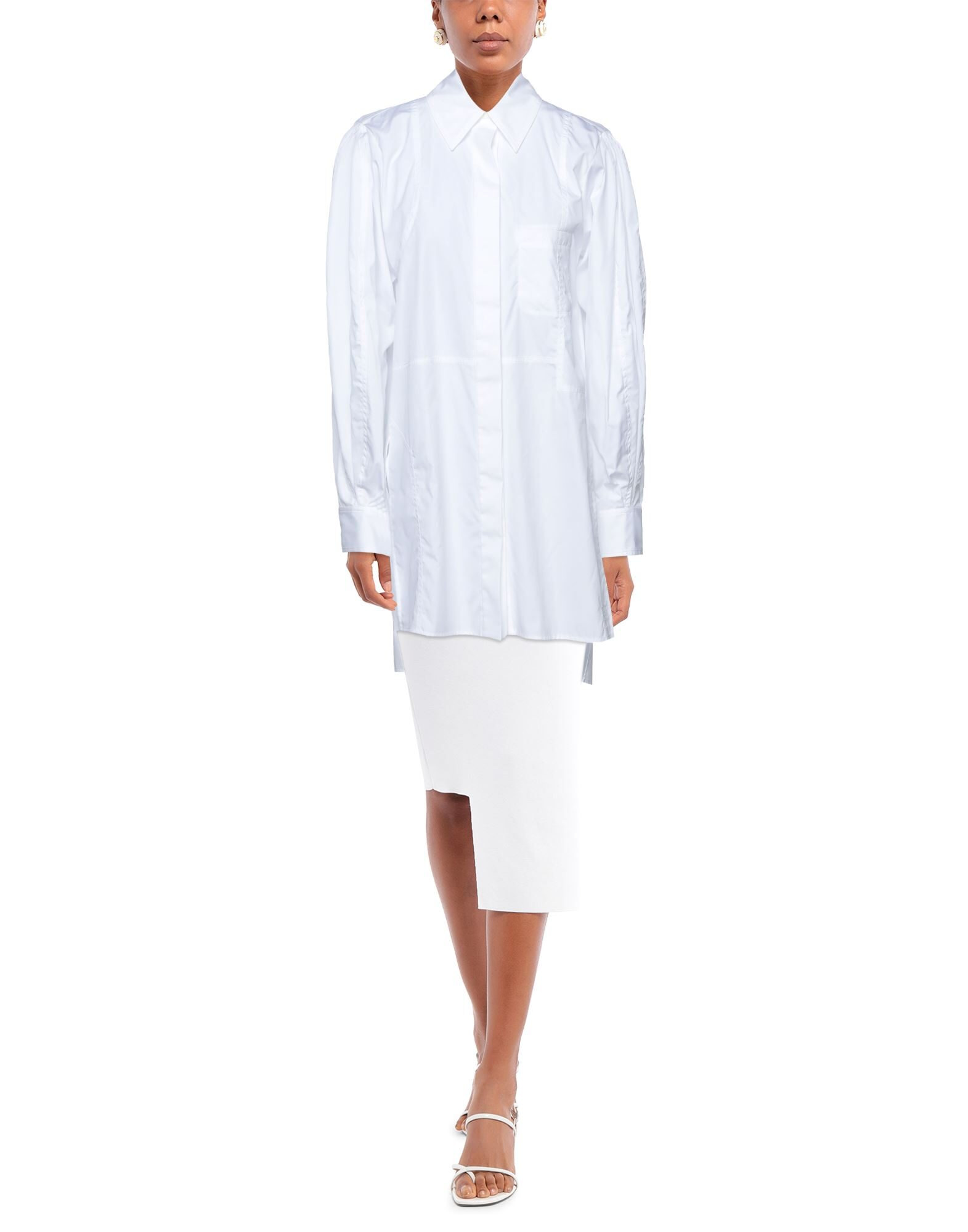 White Women's Solid Color Shirts & Blouses - 2