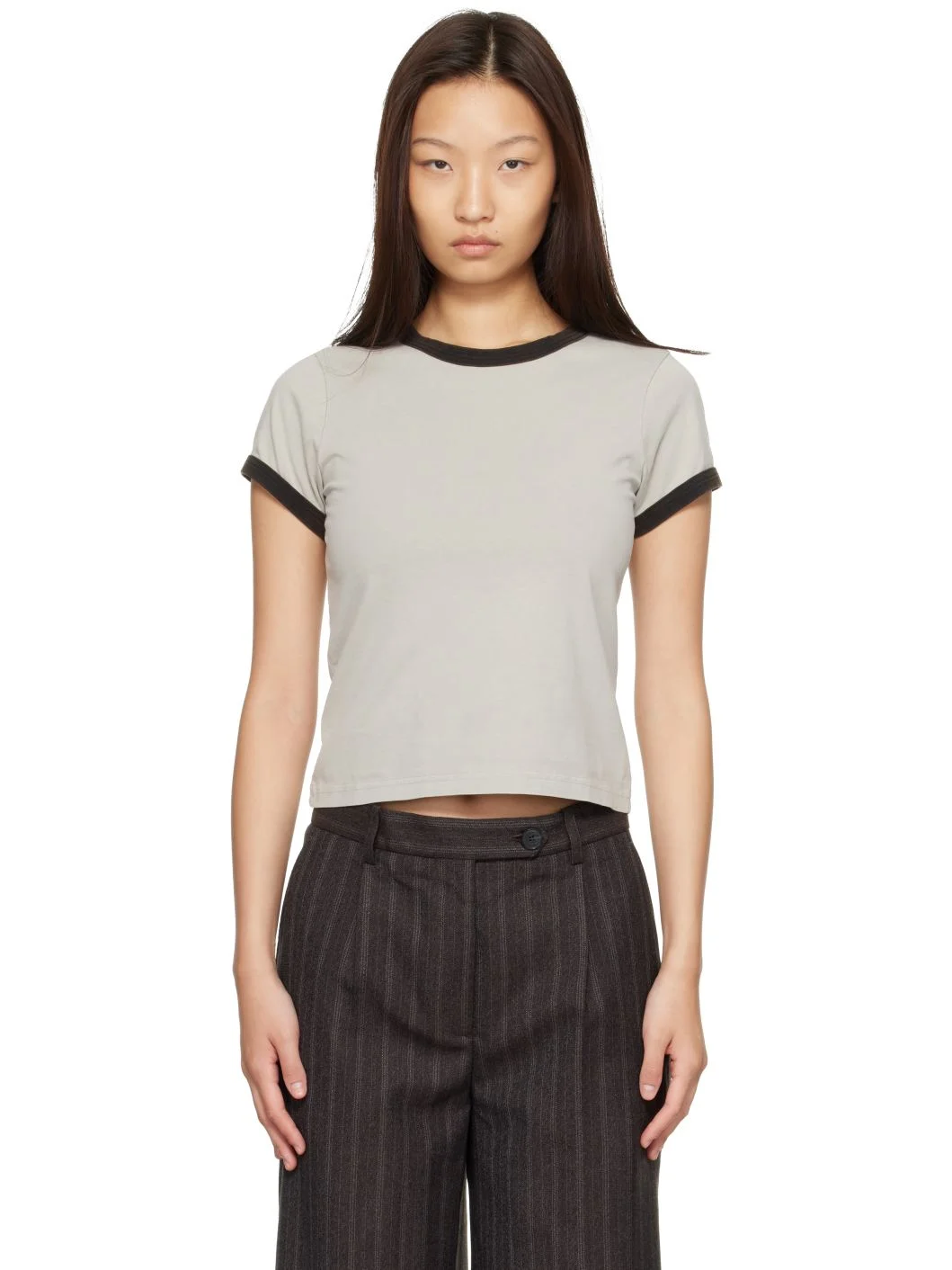 Taupe Ringer T-shirt - 1