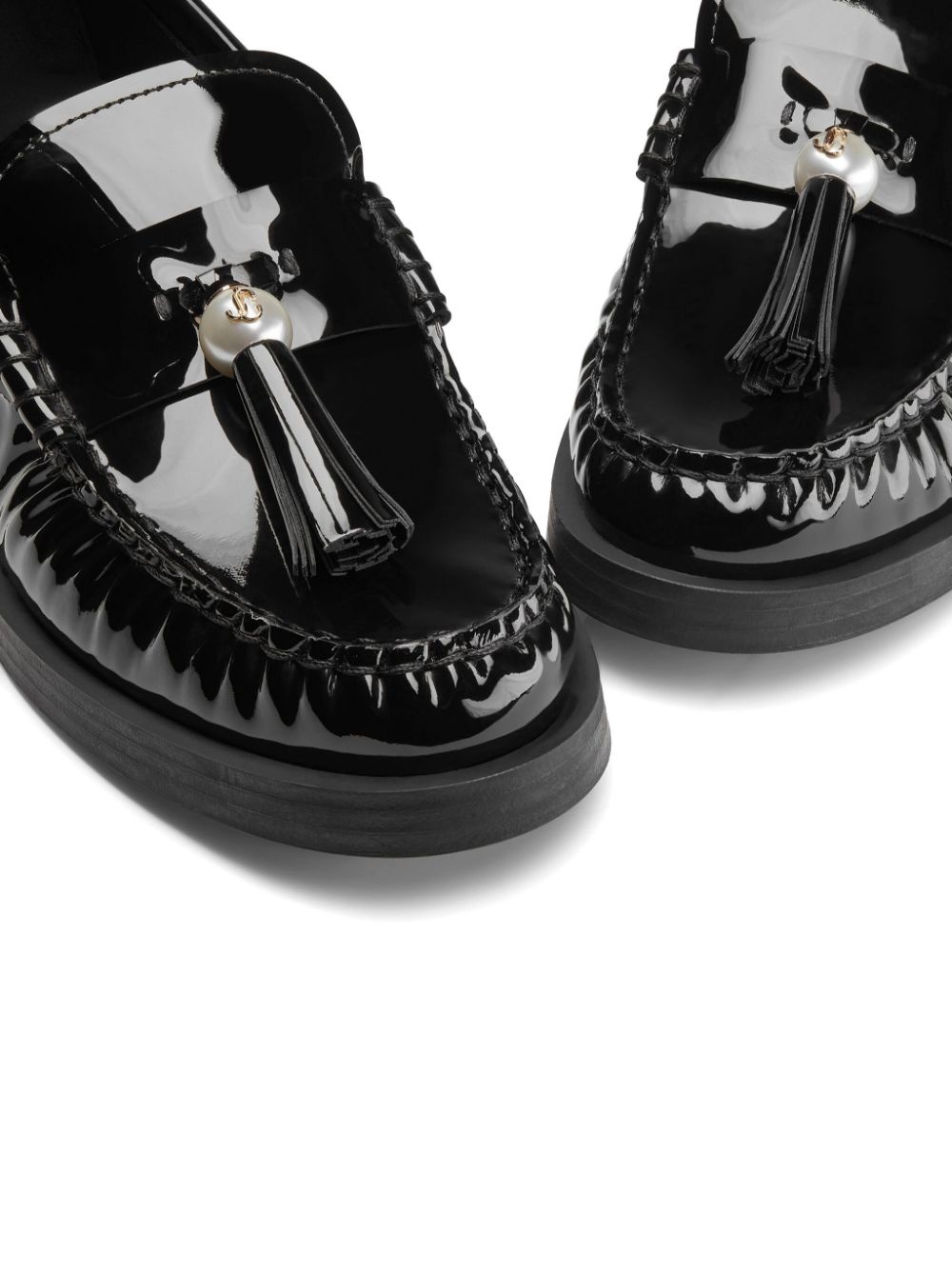 Addie pearl-embellished leather loafers - 4