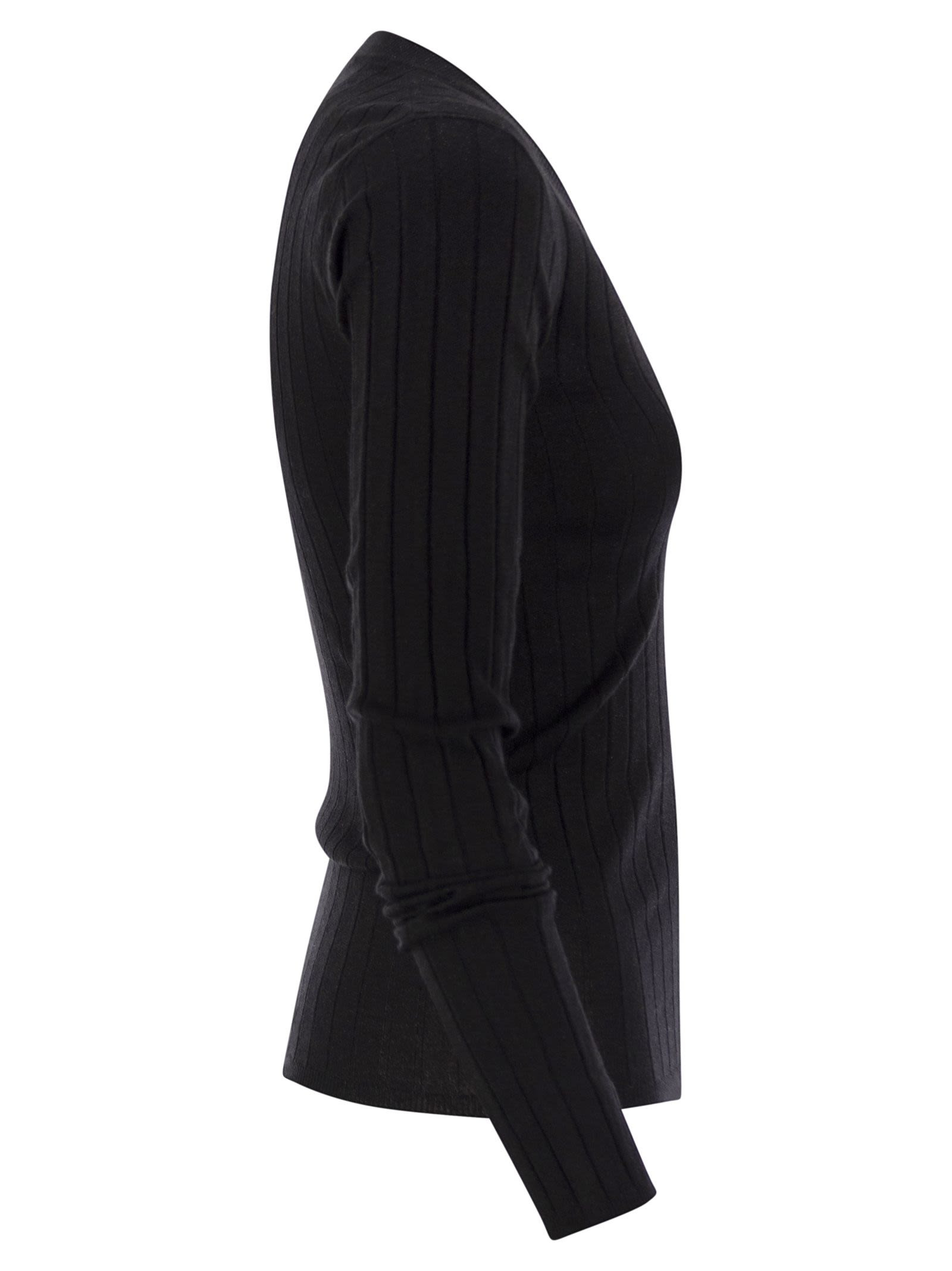 Brunello Cucinelli Women Lightweight Cashmere And Silk Broad Rib Sweater - 3