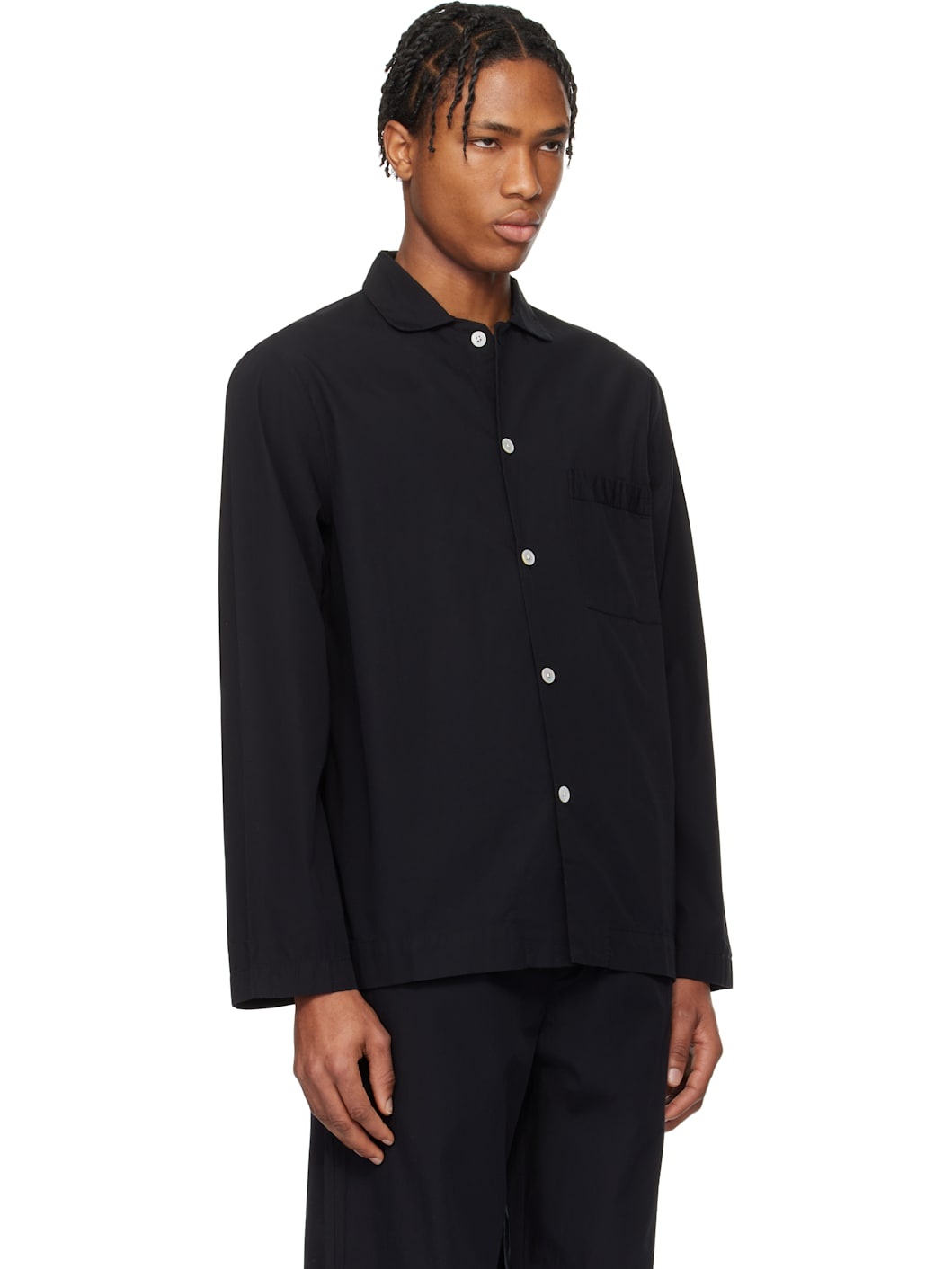 Black Poplin Long-Sleeved Pyjama Shirt - 2