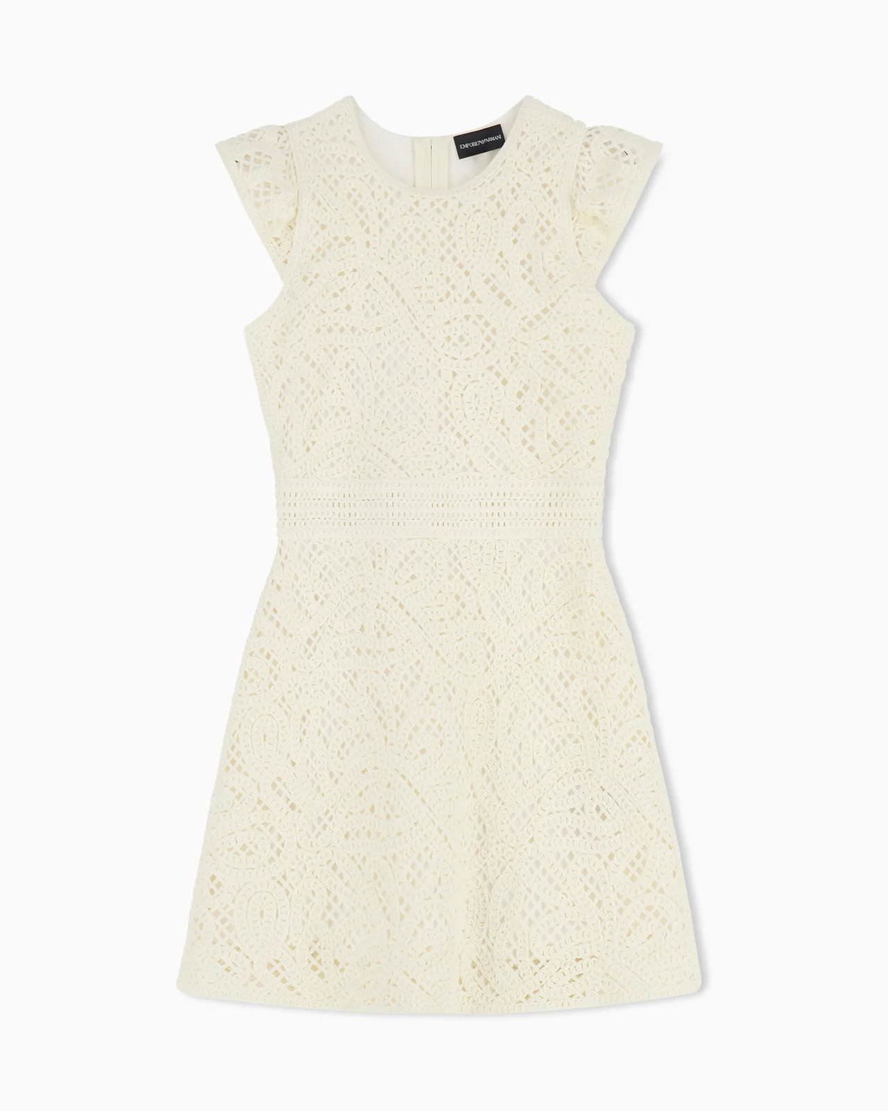 DRESS IN MACRAMÉ-EFFECT CORNELY EMBROIDERED FABRIC - 1