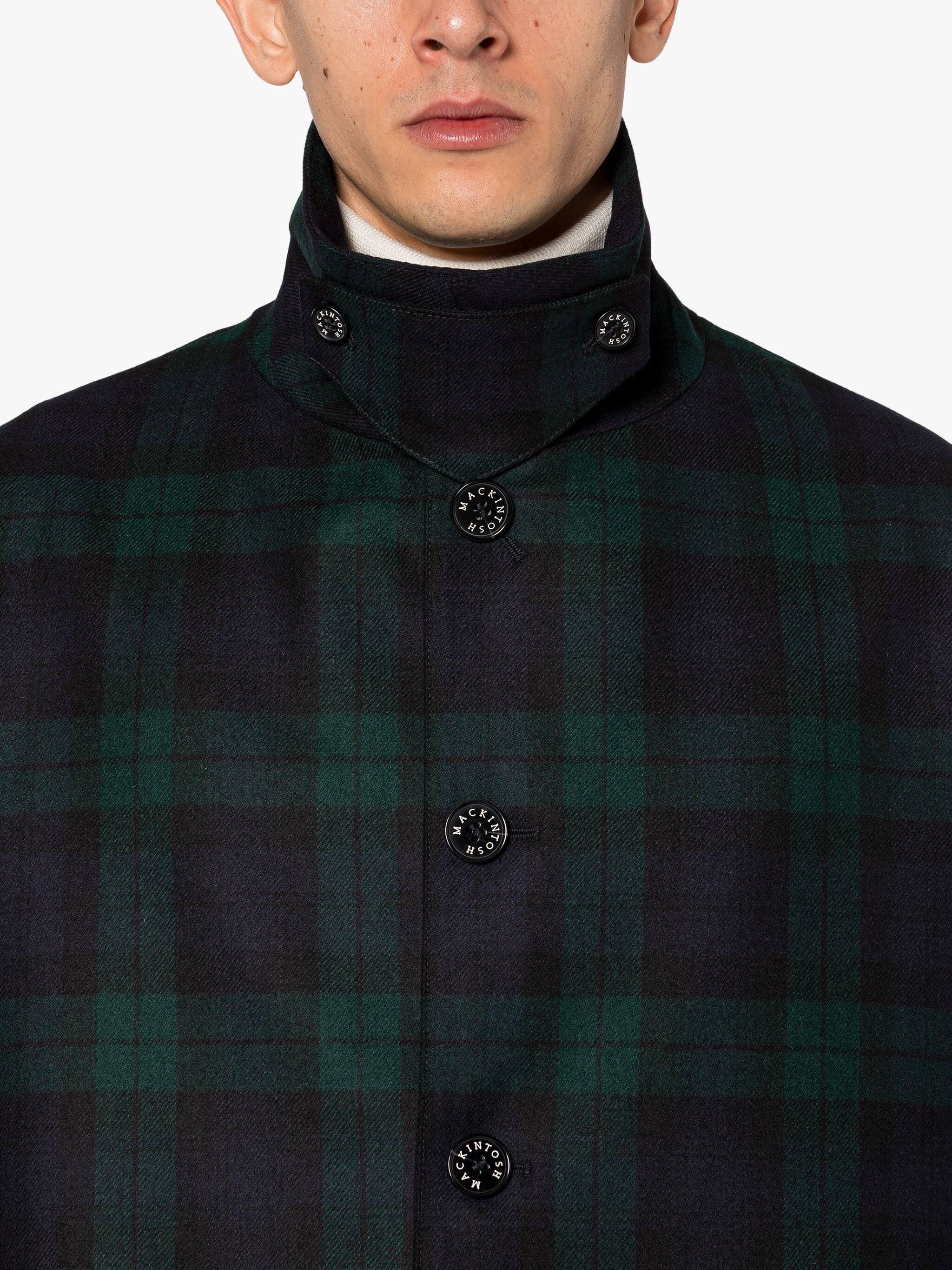 HUMBIE BLACKWATCH WOOL OVERCOAT - 5
