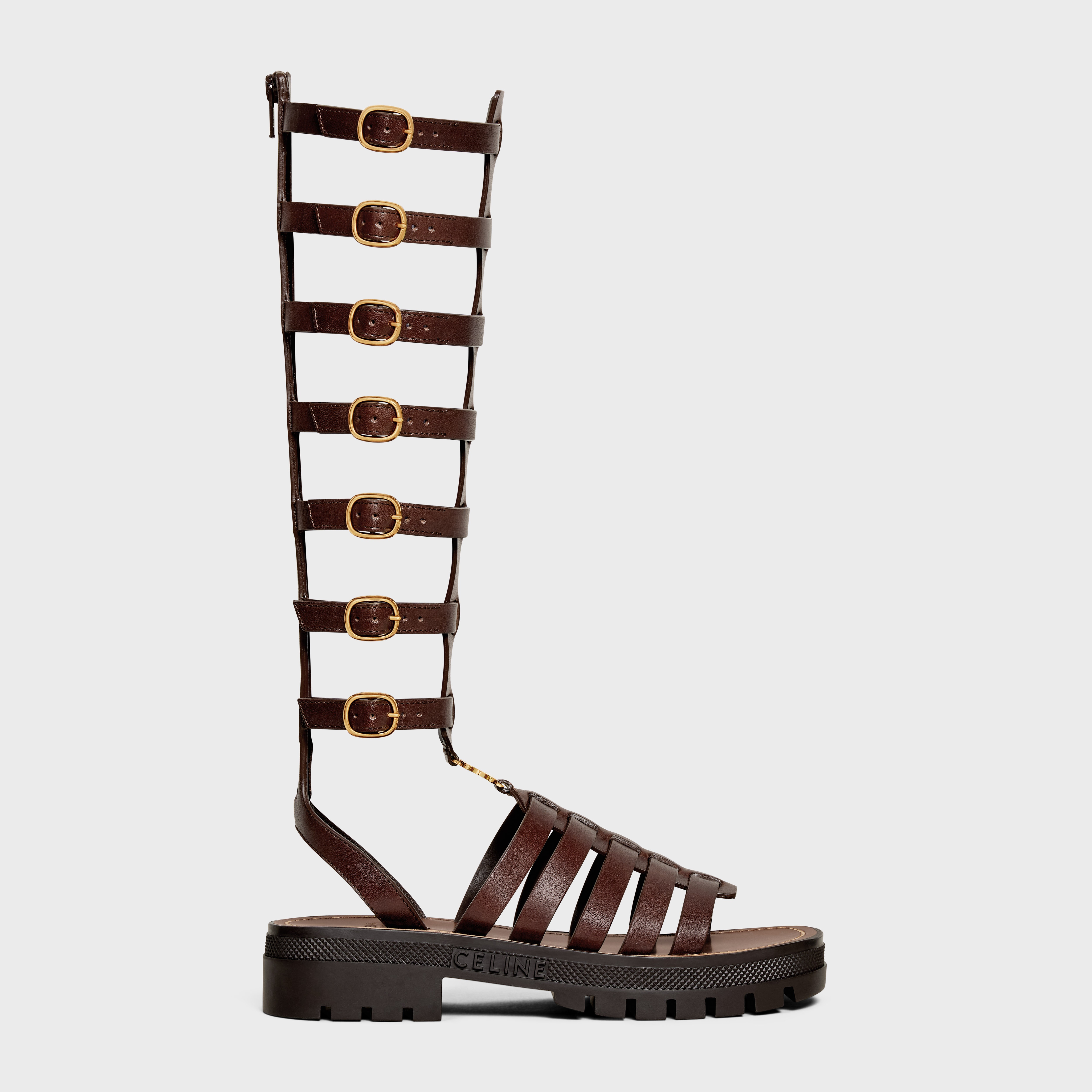 CLEA UNDER THE KNEE GLADIATOR SANDAL in CALFSKIN & VEGETAL TANNING - 1