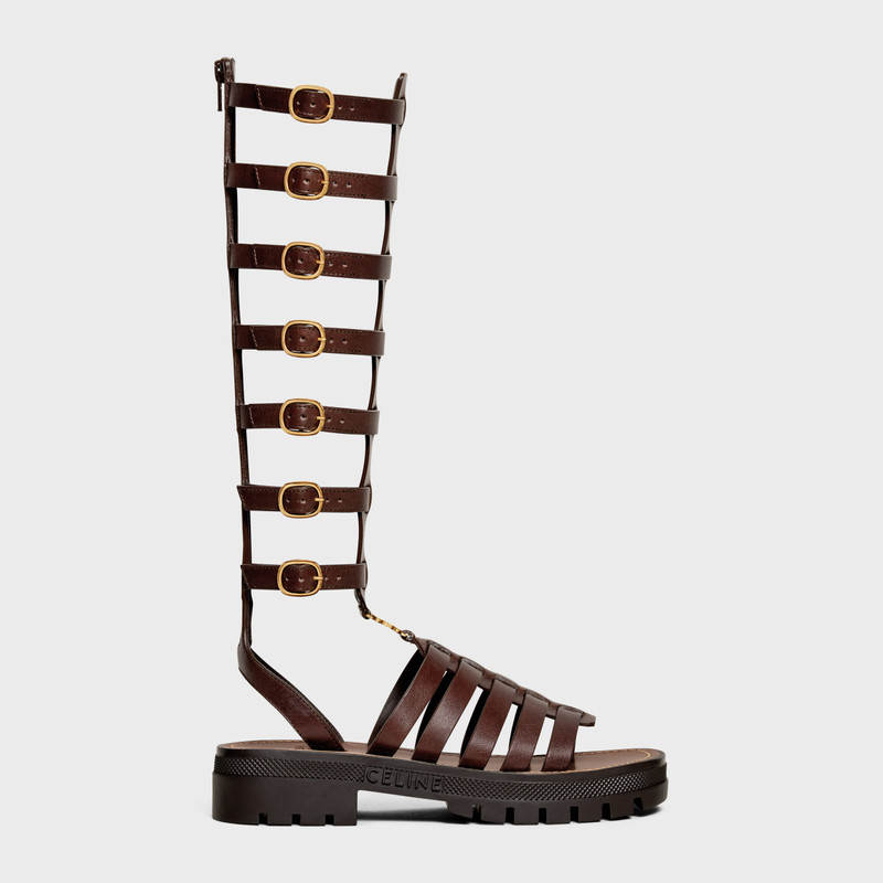 CLEA UNDER THE KNEE GLADIATOR SANDAL in CALFSKIN & VEGETAL TANNING 1