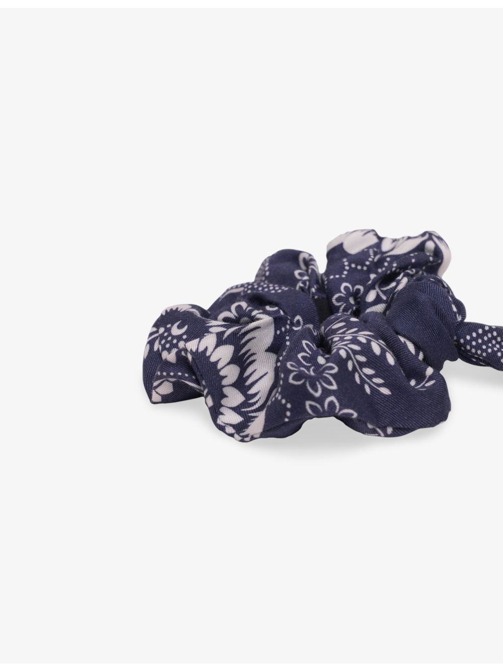Bandana-Print Scarf-Detail Woven Hair Scrunchie - 3