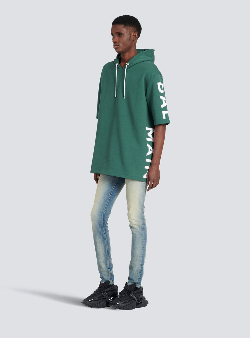 Balmain Oversized eco-designed cotton hooded sweatshirt with Balmain logo print outlook