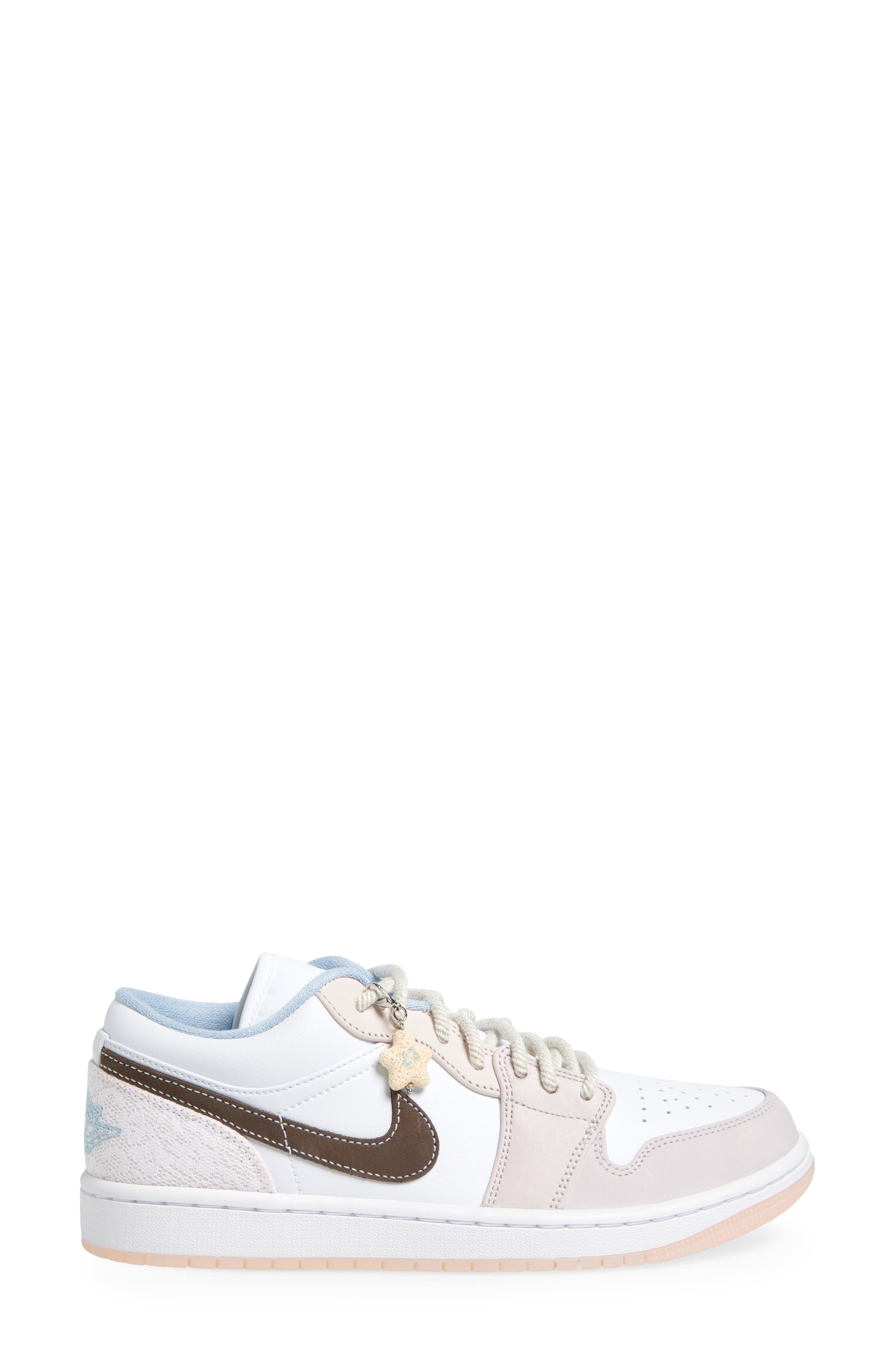 Air Jordan 1 Low Sneaker in White/Ironstone/White/Pink at Nordstrom - 3