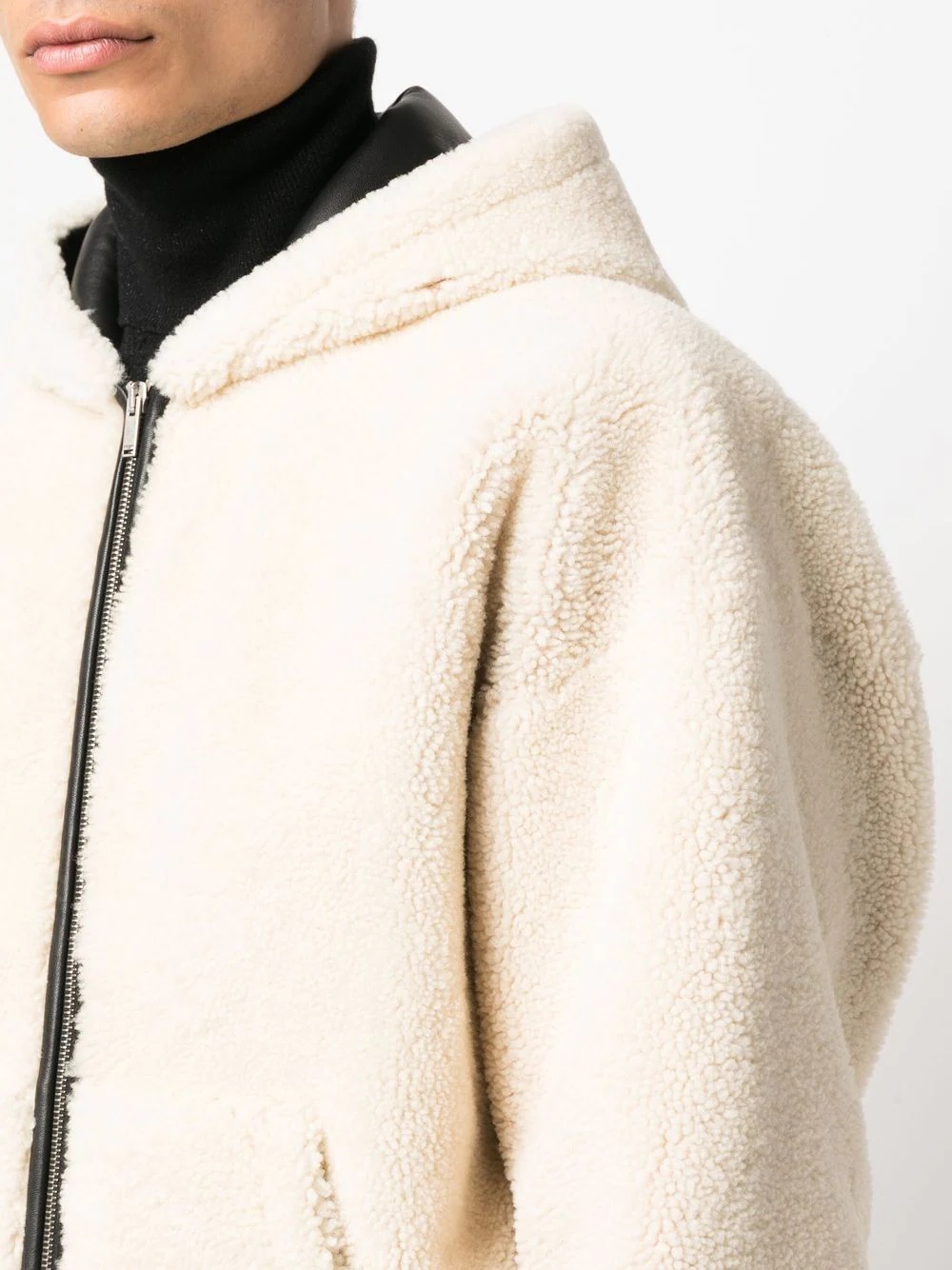 textured-finish hooded bomber jacket - 5