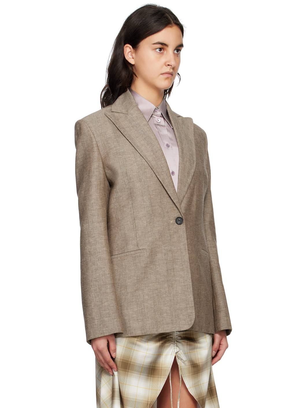 Brown Striped Blazer - 2