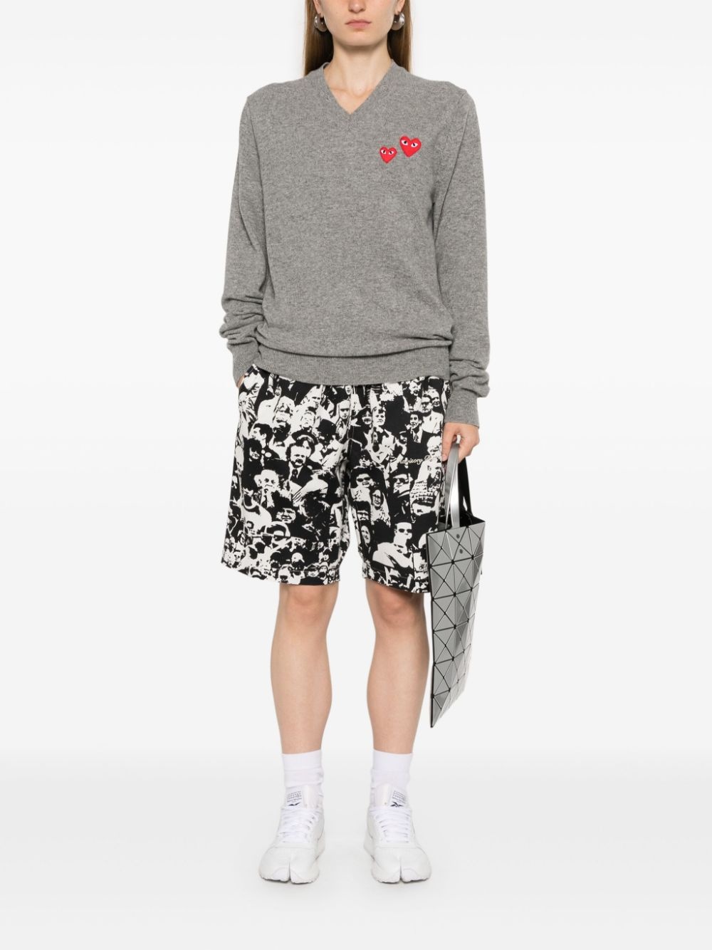 double heart-patch sweater - 3