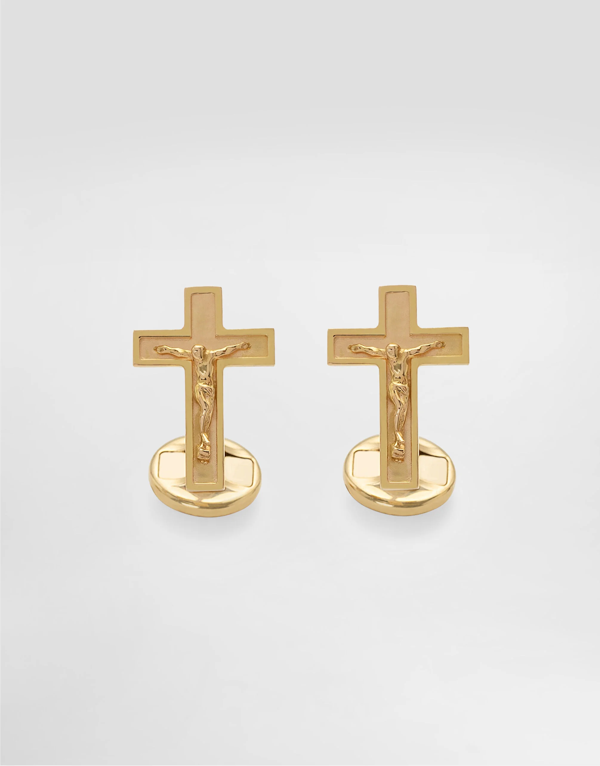 Sicily yellow gold cufflinks featuring a cross - 1