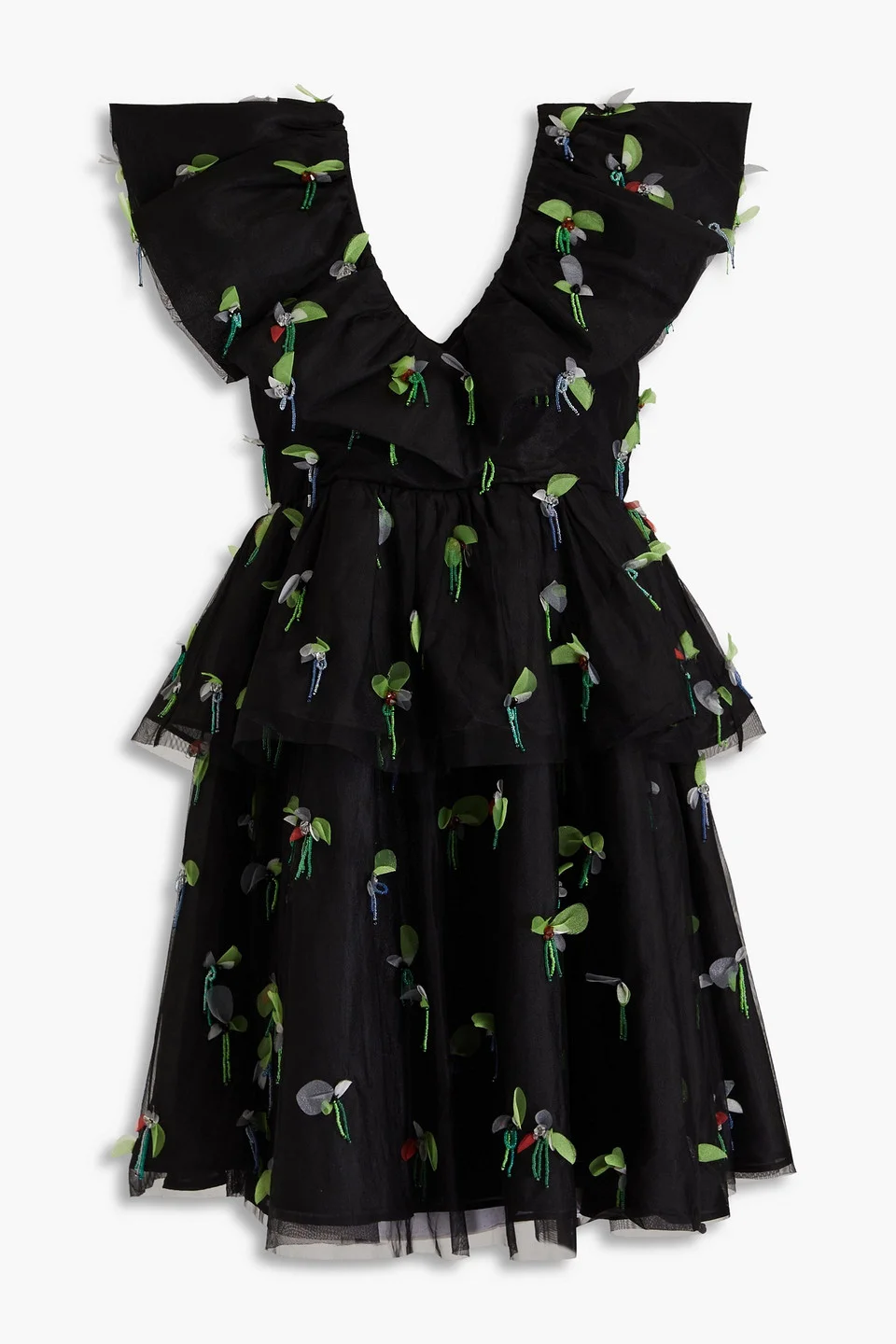 Embellished tiered tulle mini dress - 1