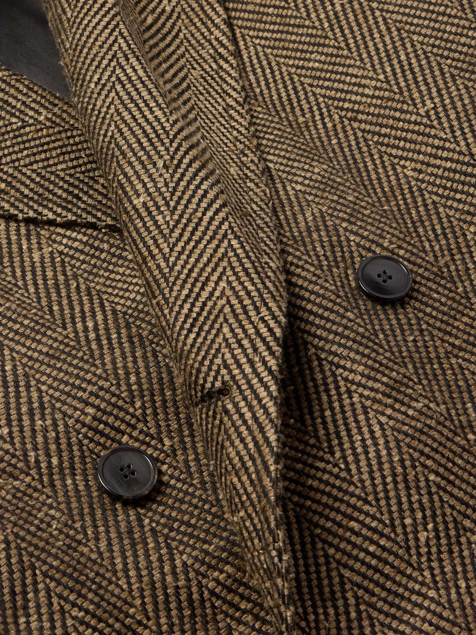 Rarden Double-Breasted Belted Herringbone Linen-Blend Coat - 5