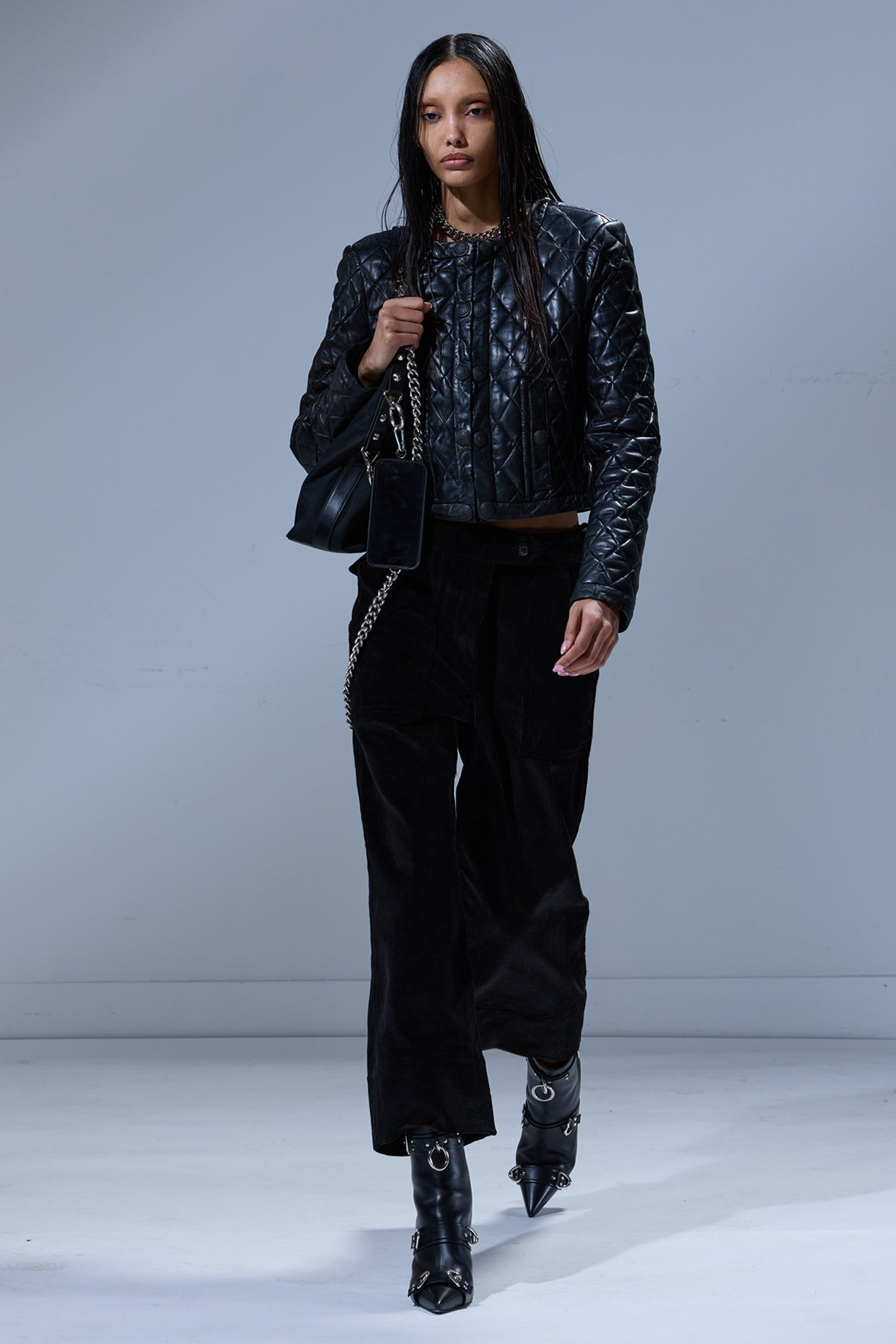 HOOK FRONT LEATHER JACKET - 3
