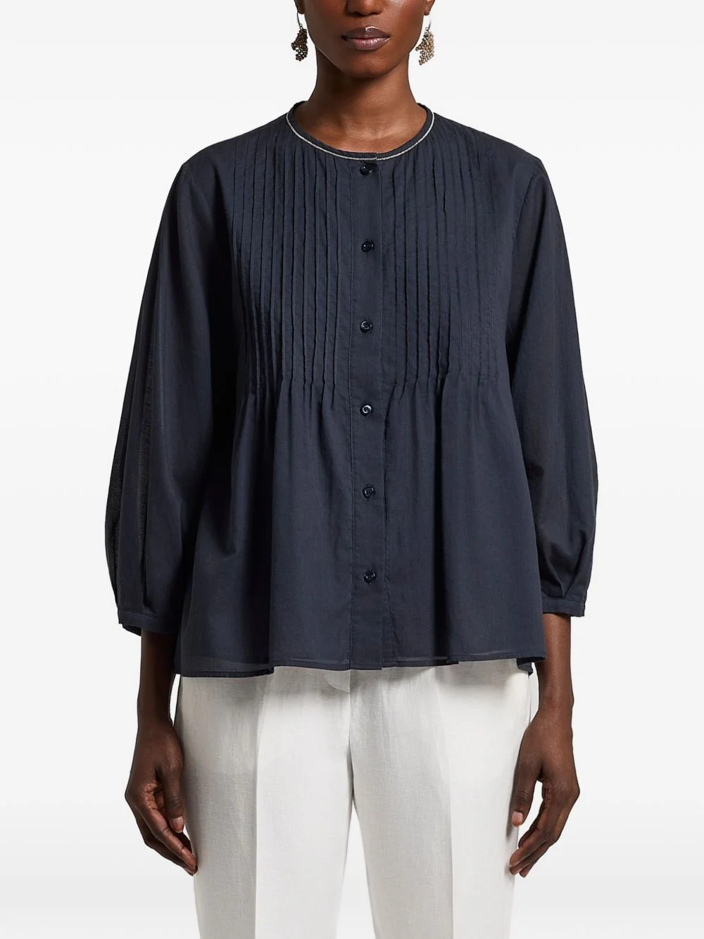 pintuck-detail blouse - 1