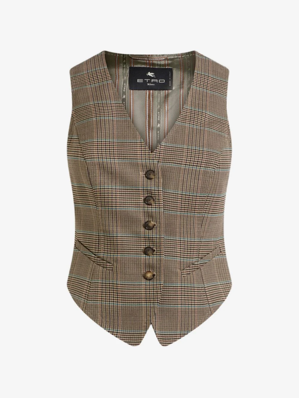 single-breasted stretch wool waistcoat with Prince of Wales motif - 1