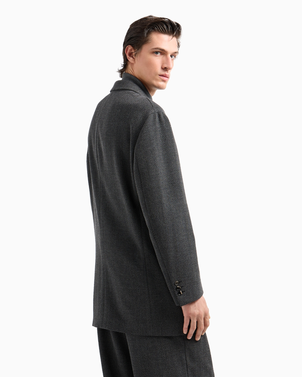 HERITAGE LINE SINGLE-BREASTED JACKET IN CHEVRON JACQUARD STRETCH VIRGIN WOOL - 3