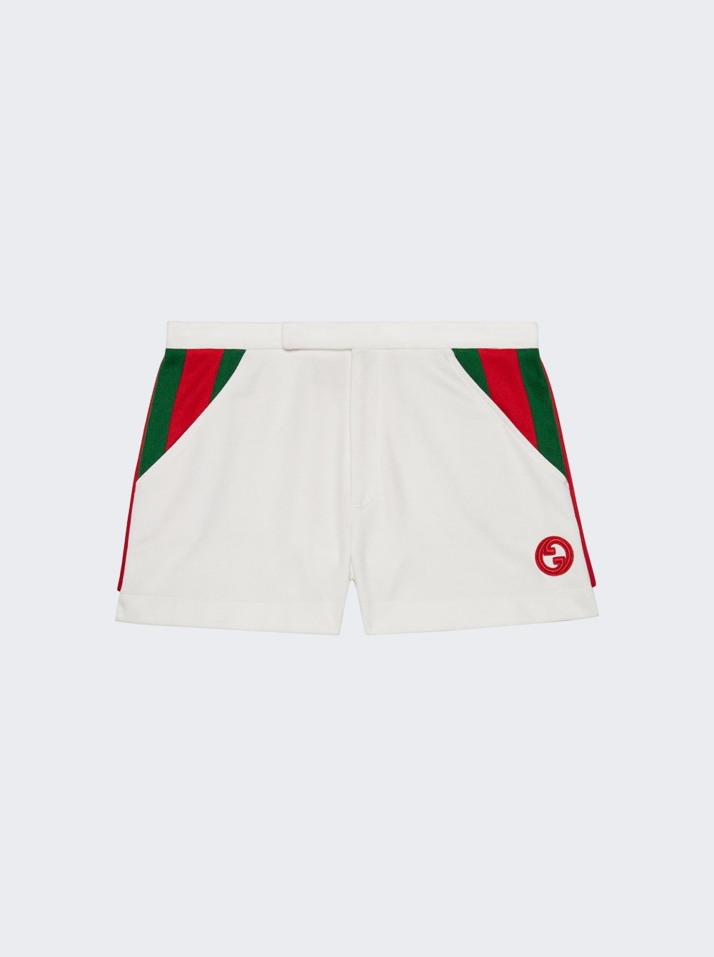 Jersey Shorts with Web Stripe White - 1