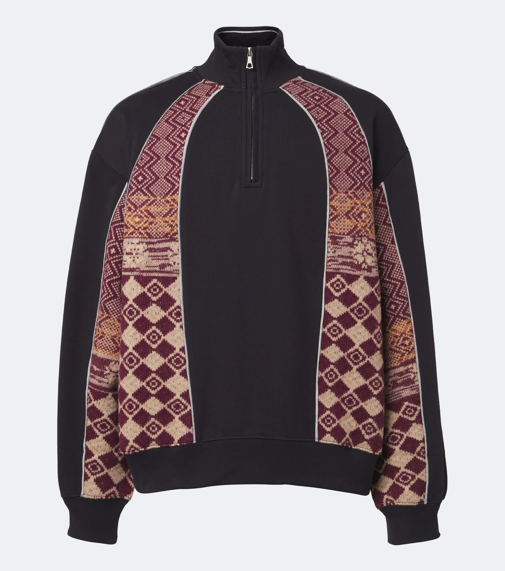 Cotton and wool half-zip sweater - 1