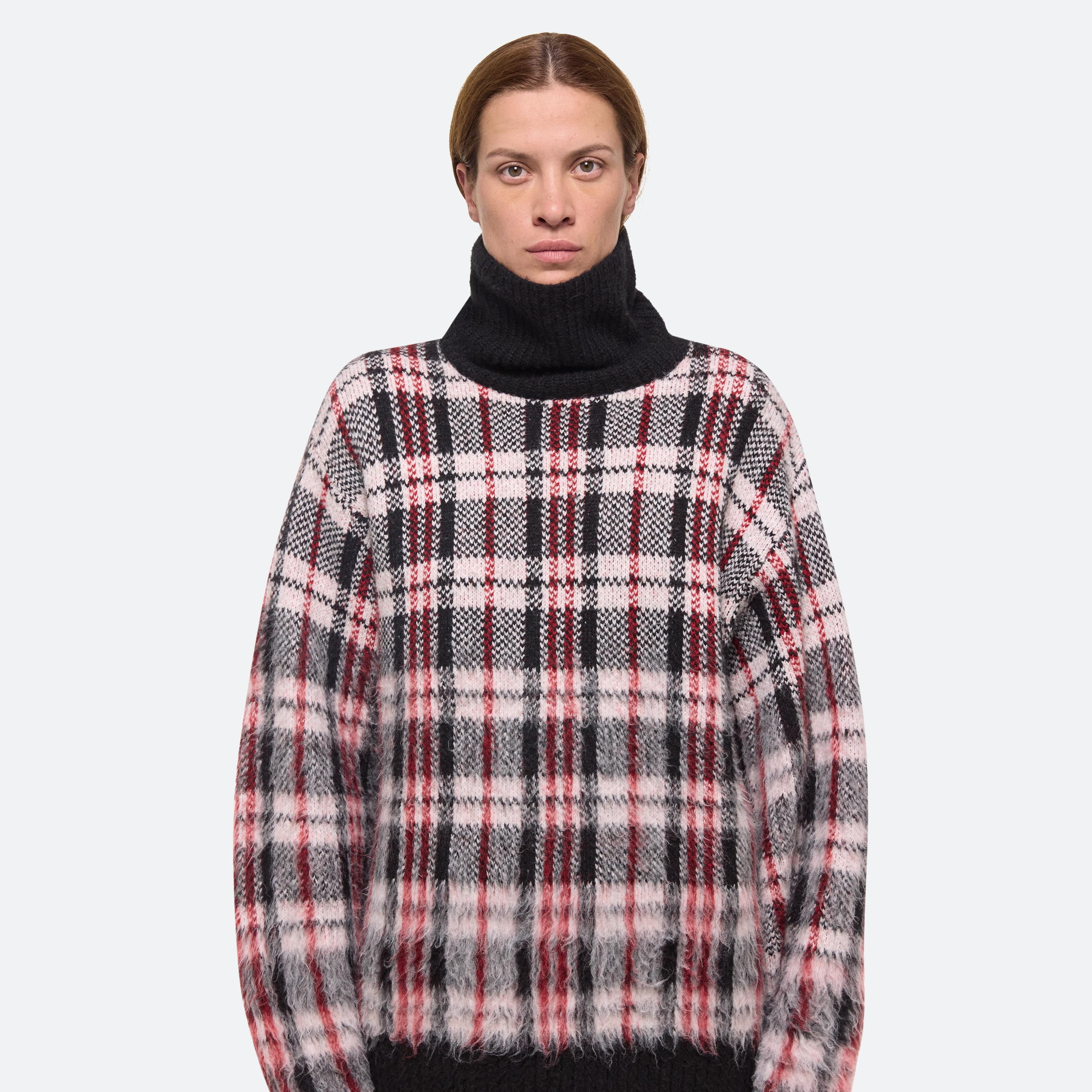 BRUSHED PLAID TURTLENECK SWEATER - 11