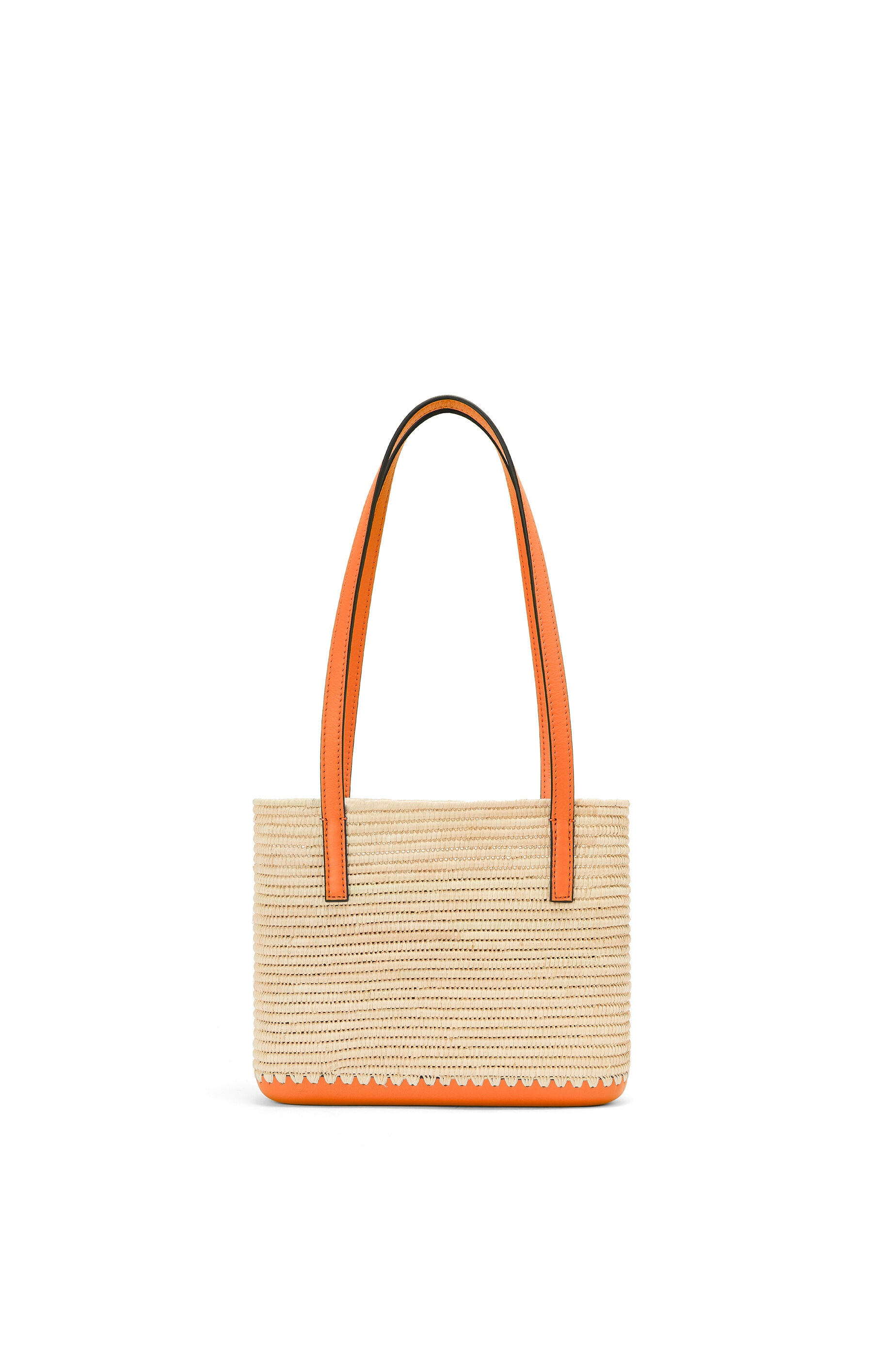 Mini Square Basket bag in raffia and calfskin - 4