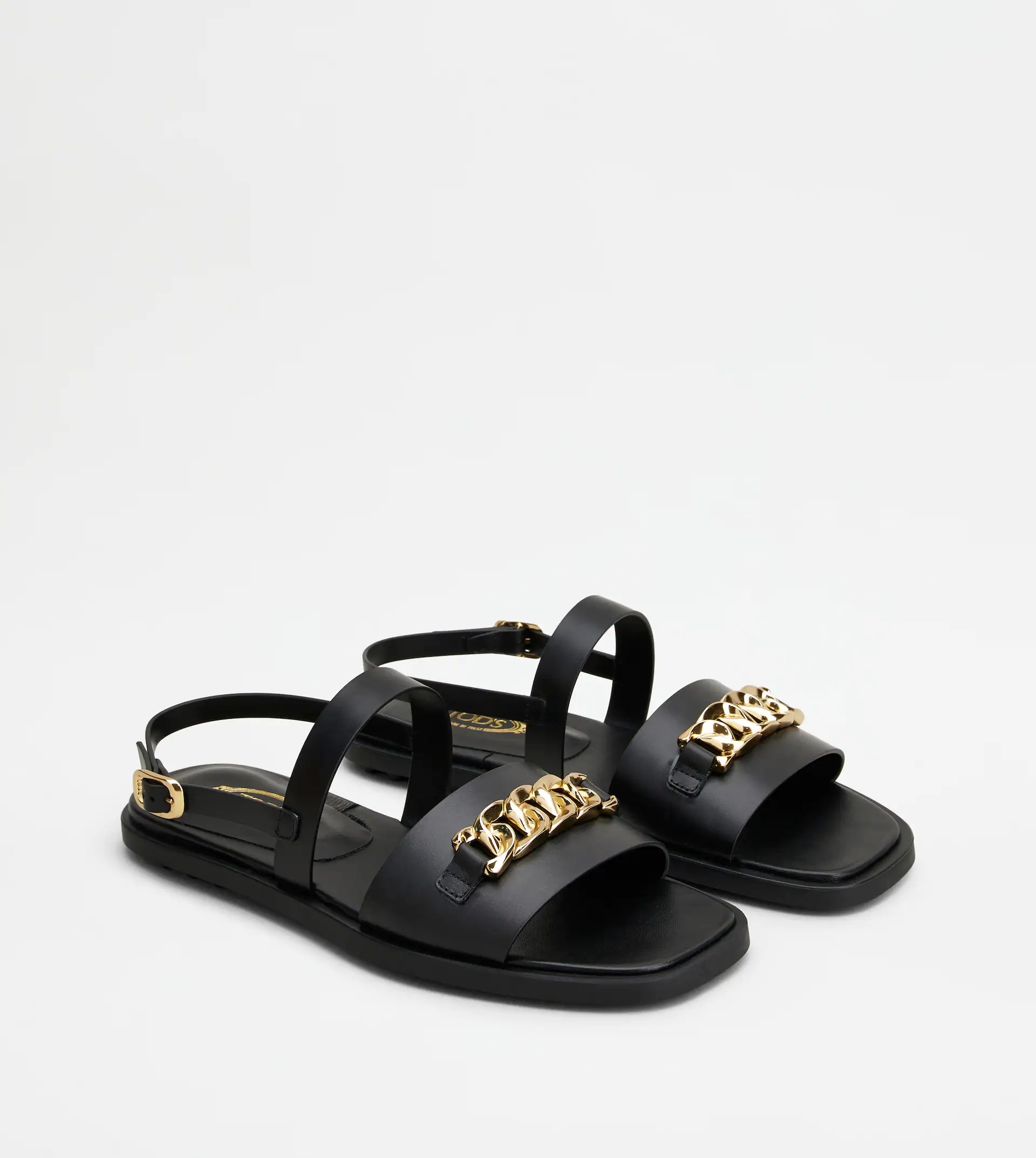 SANDALS IN LEATHER - BLACK - 2
