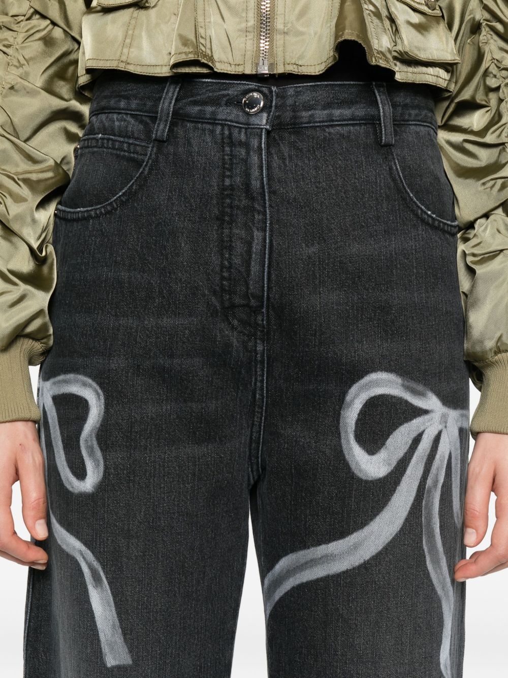 bow-print jeans - 5
