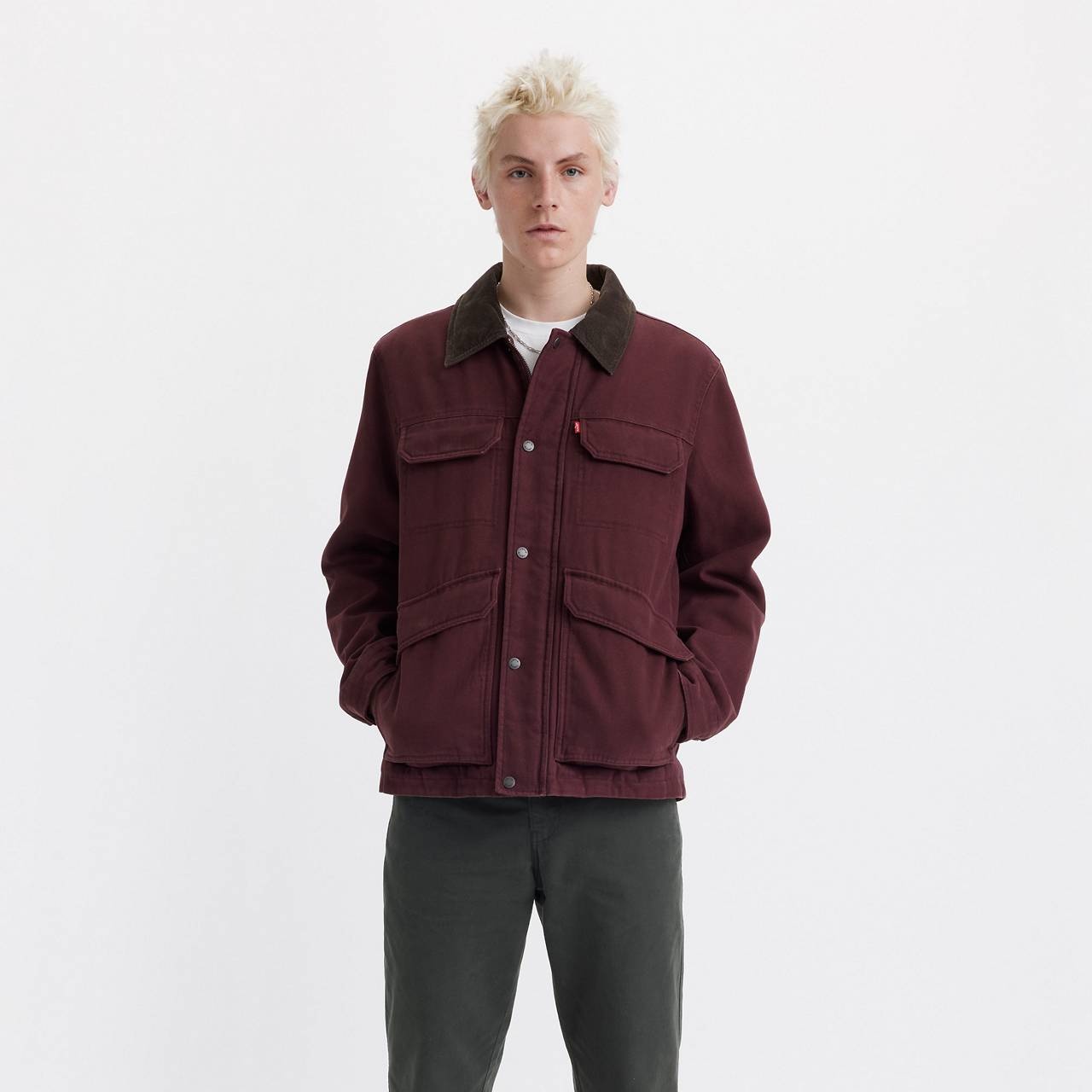 CHORE COAT WITH CORDUROY COLLAR JACKET - 1