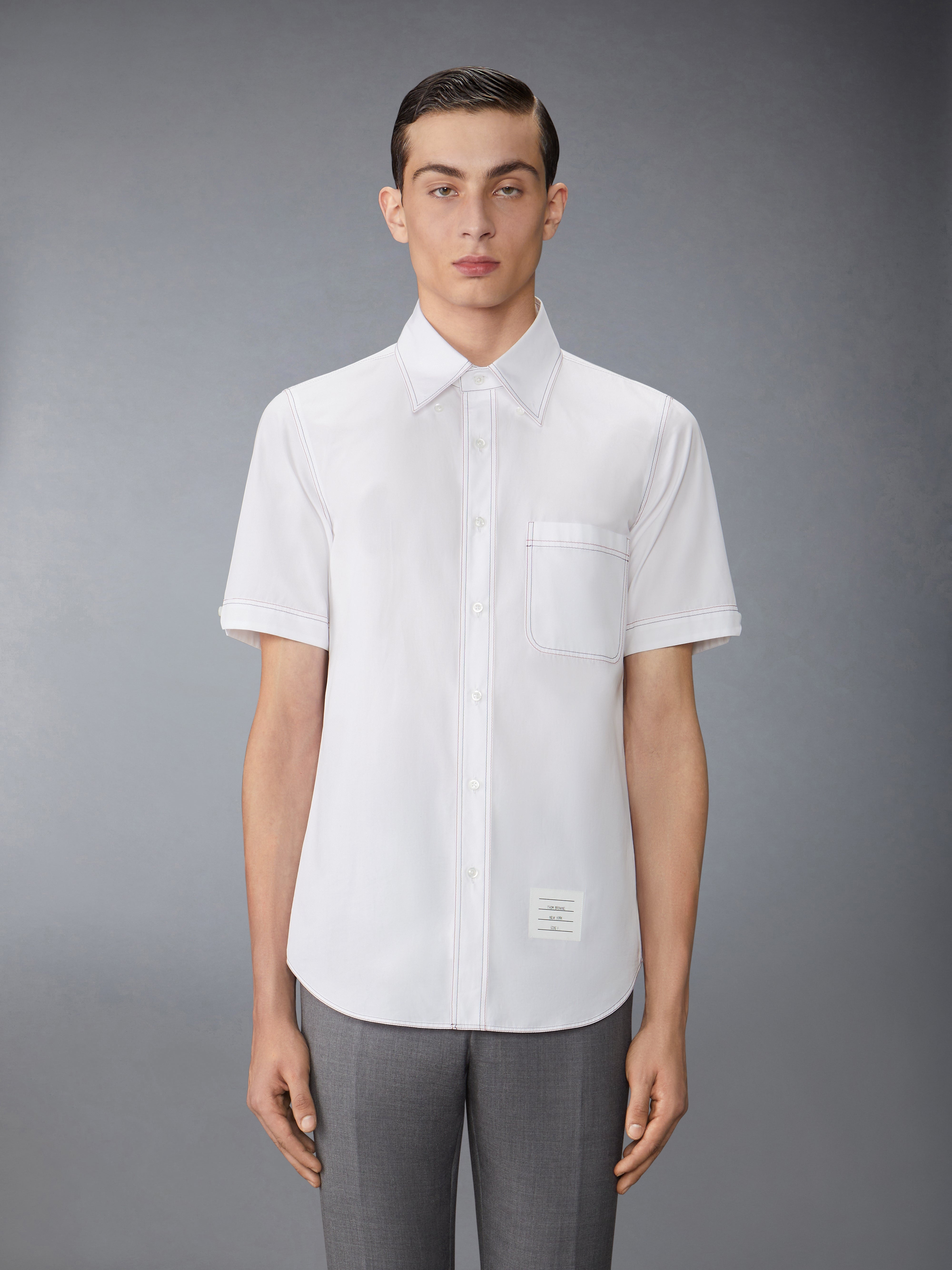 decorative-stitch cotton shirt - 3