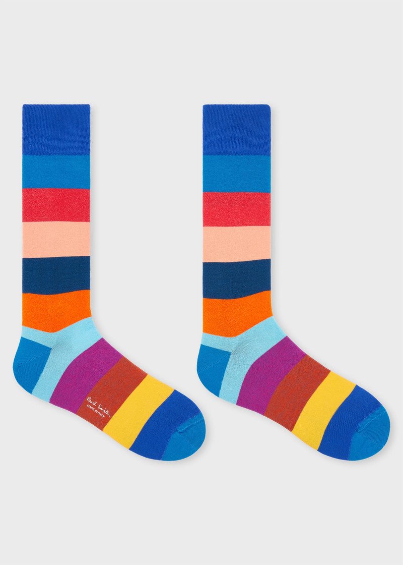Paul Smith Blue Mixed Stripe Cotton-Blend Socks outlook