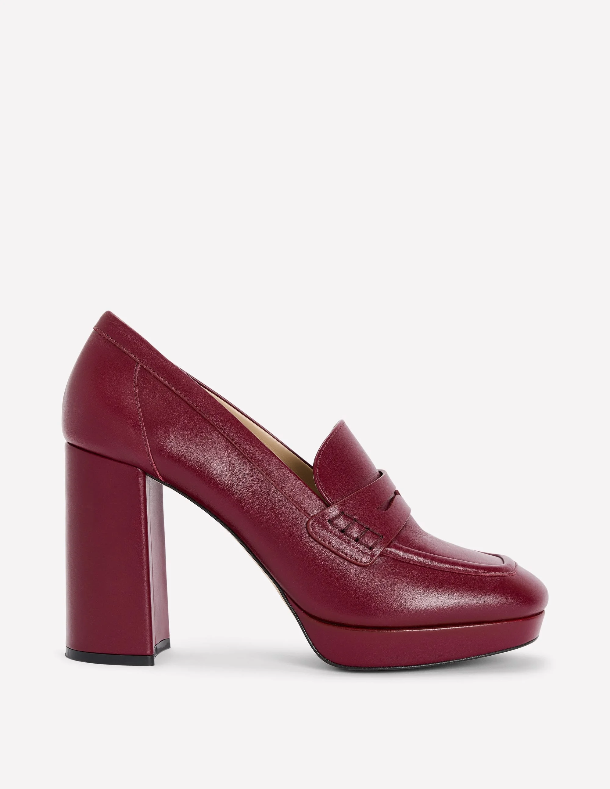 Platform Heeled Loafers-Oxblood - 1