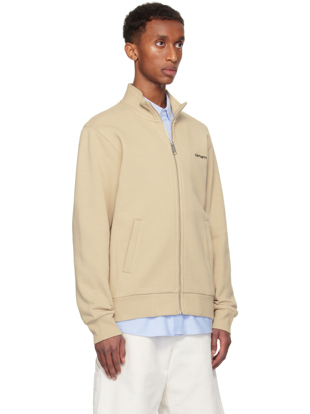 Beige Script Embroidery Jacket - 2