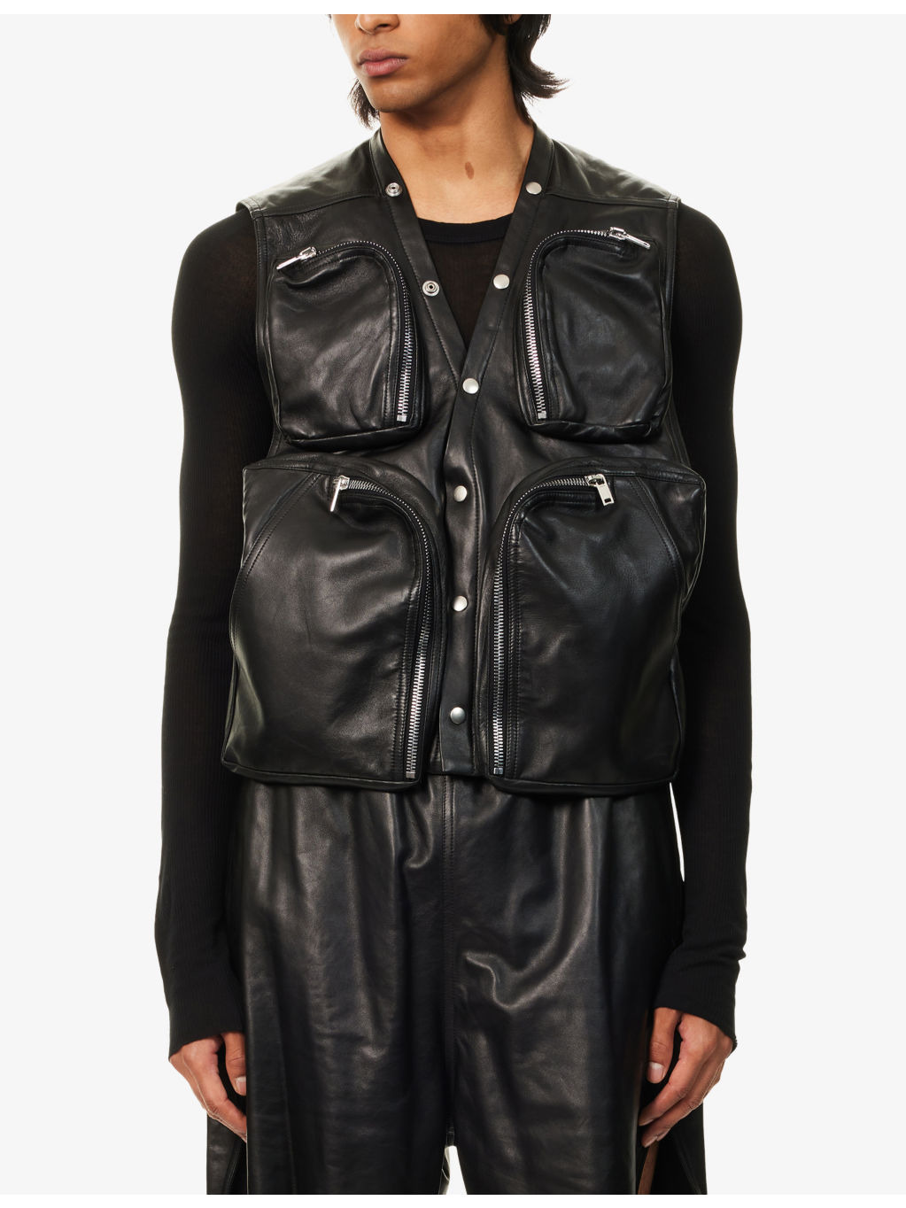 Cargo Open-Back Leather Vest - 3