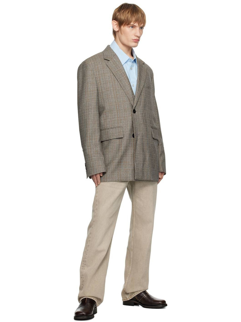 Wooyoungmi Gray Check Wool Single Blazer outlook