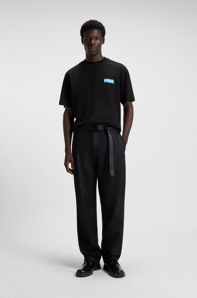 HUGO COTTON-JERSEY T-SHIRT WITH LOGO ARTWORK outlook