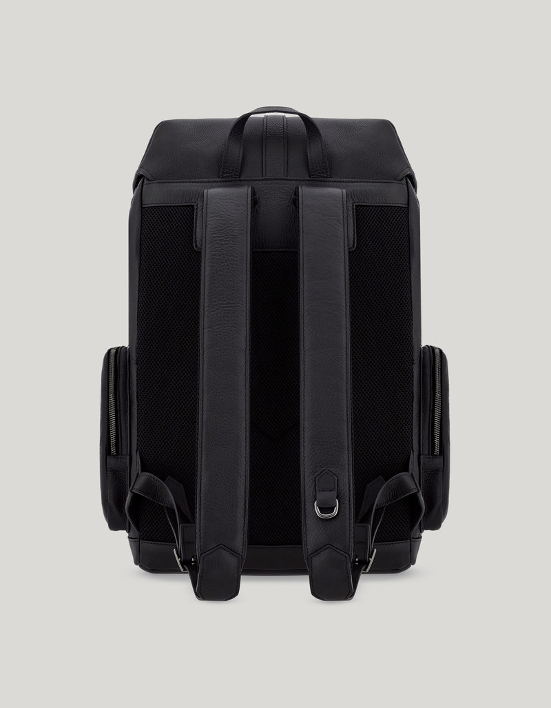 BLACK HAMMERED CALFSKIN THREE POCKET BACKPACK 4