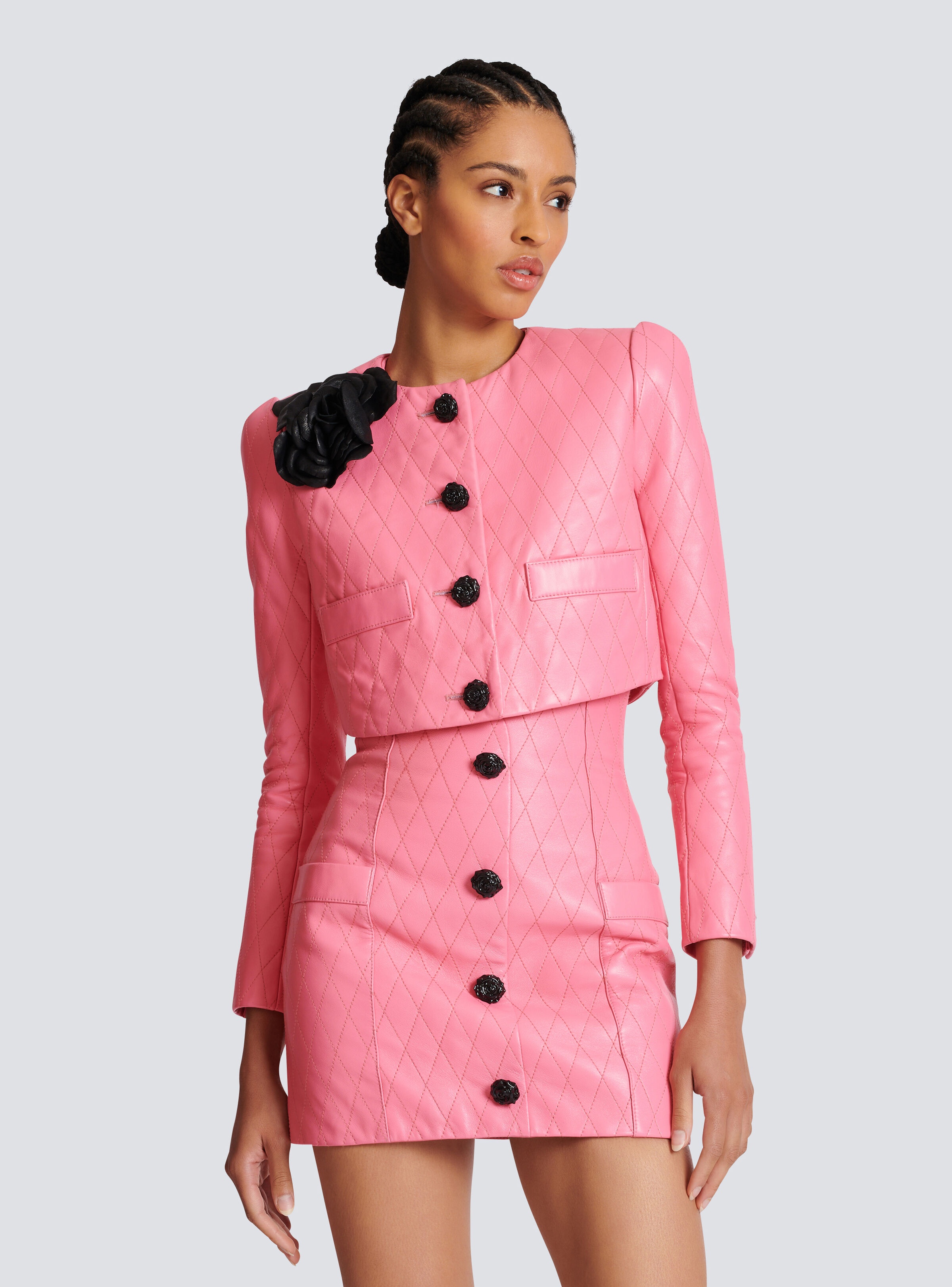 Quilted cropped leather jacket - 7
