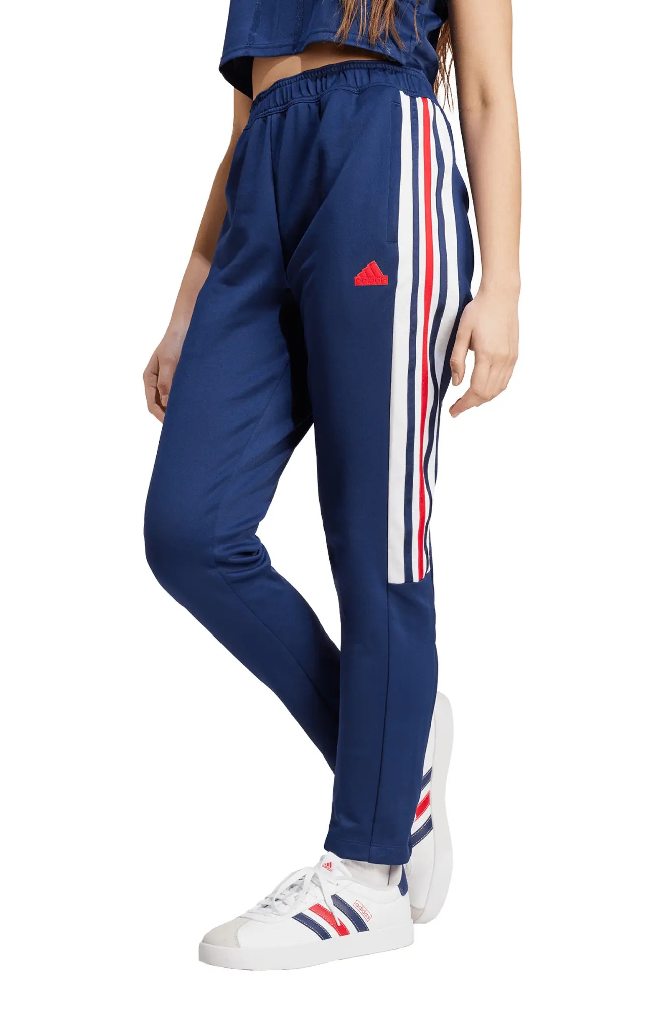 Tiro 3-Stripes Recycled Polyester Track Pants in Navy Blue/White/scarlet - 1